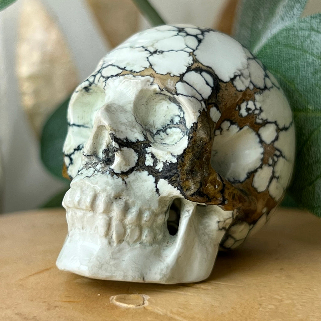 Hand Carved Chalcosiderite Skull: Artifactual Mineral Carving