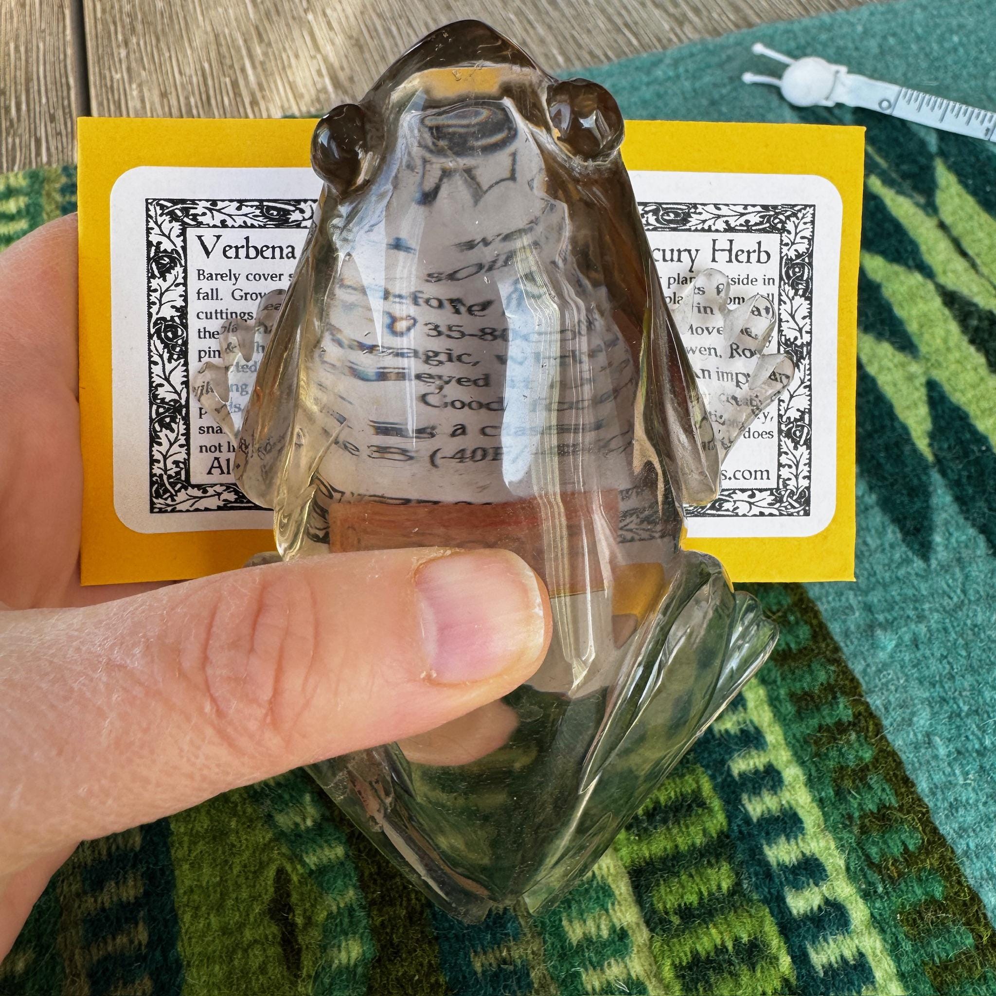 Adorable Clear Smoky Quartz Frog, Venturini Carve