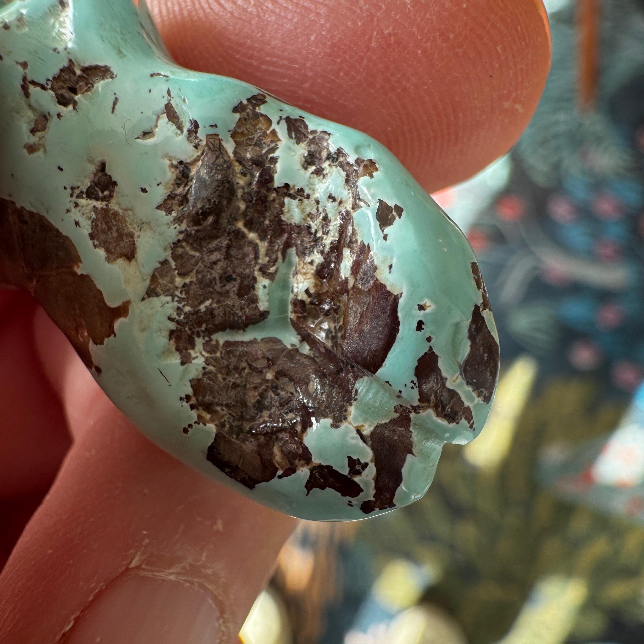Turquoise Goddess Carving: Minimalist Artifactual Sculpture