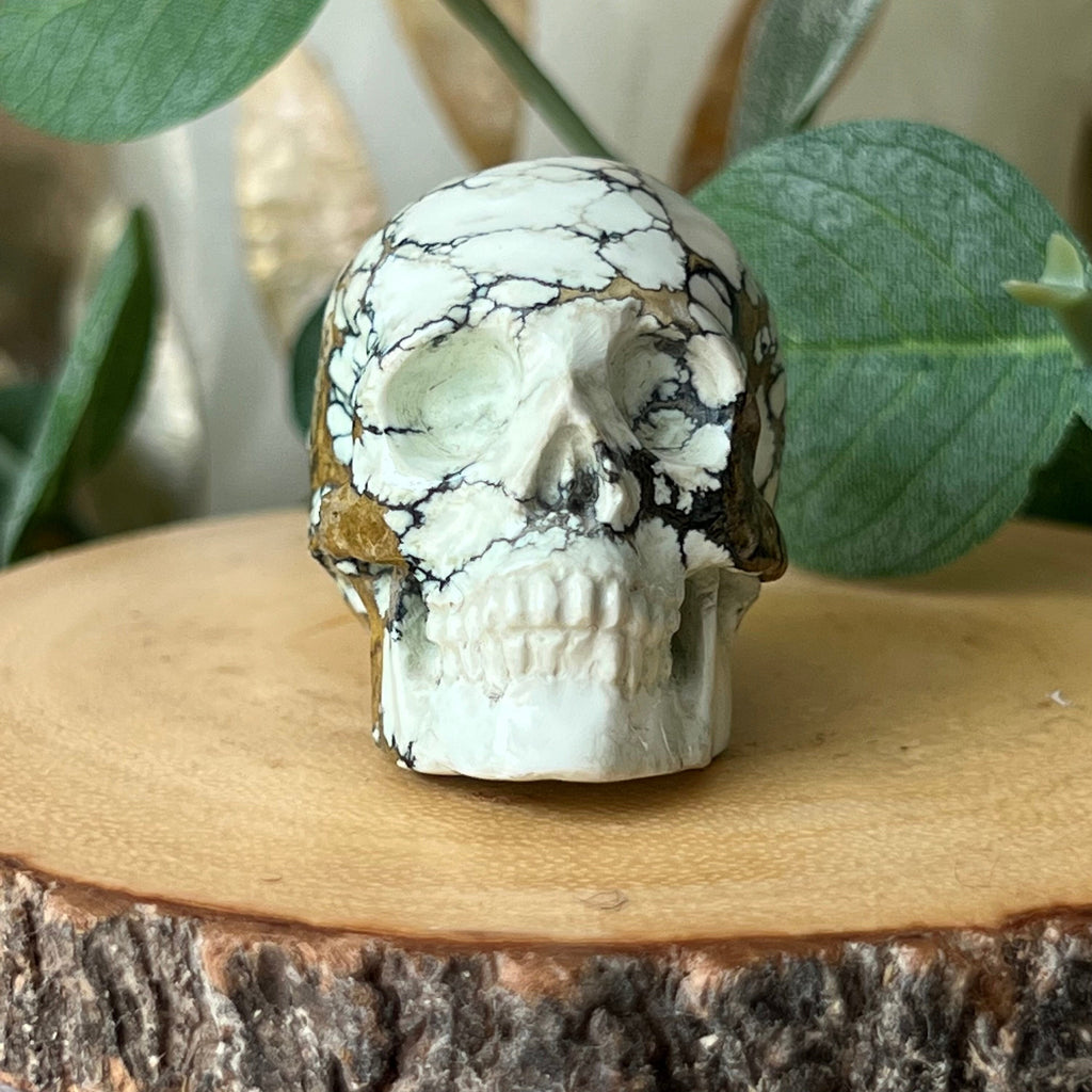 Hand Carved Chalcosiderite Skull: Artifactual Mineral Carving