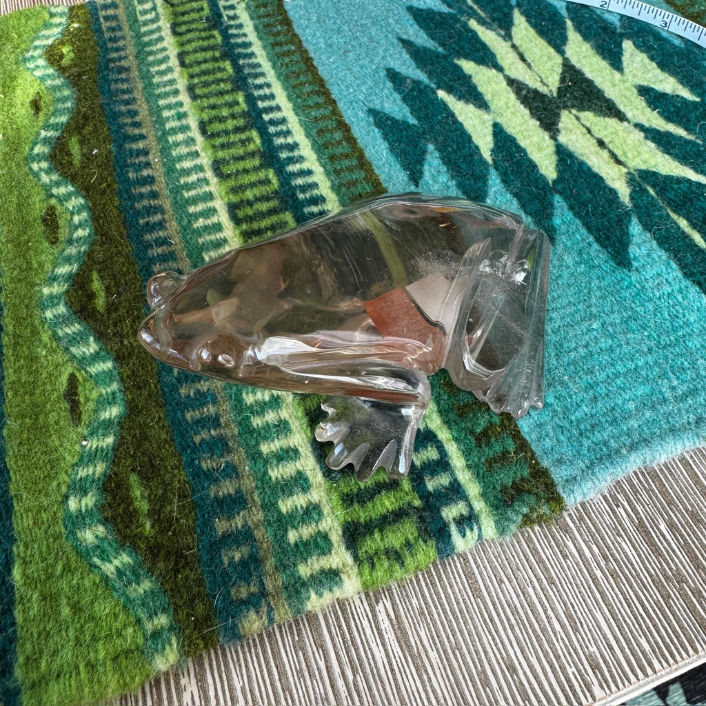Adorable Clear Smoky Quartz Frog, Venturini Carve