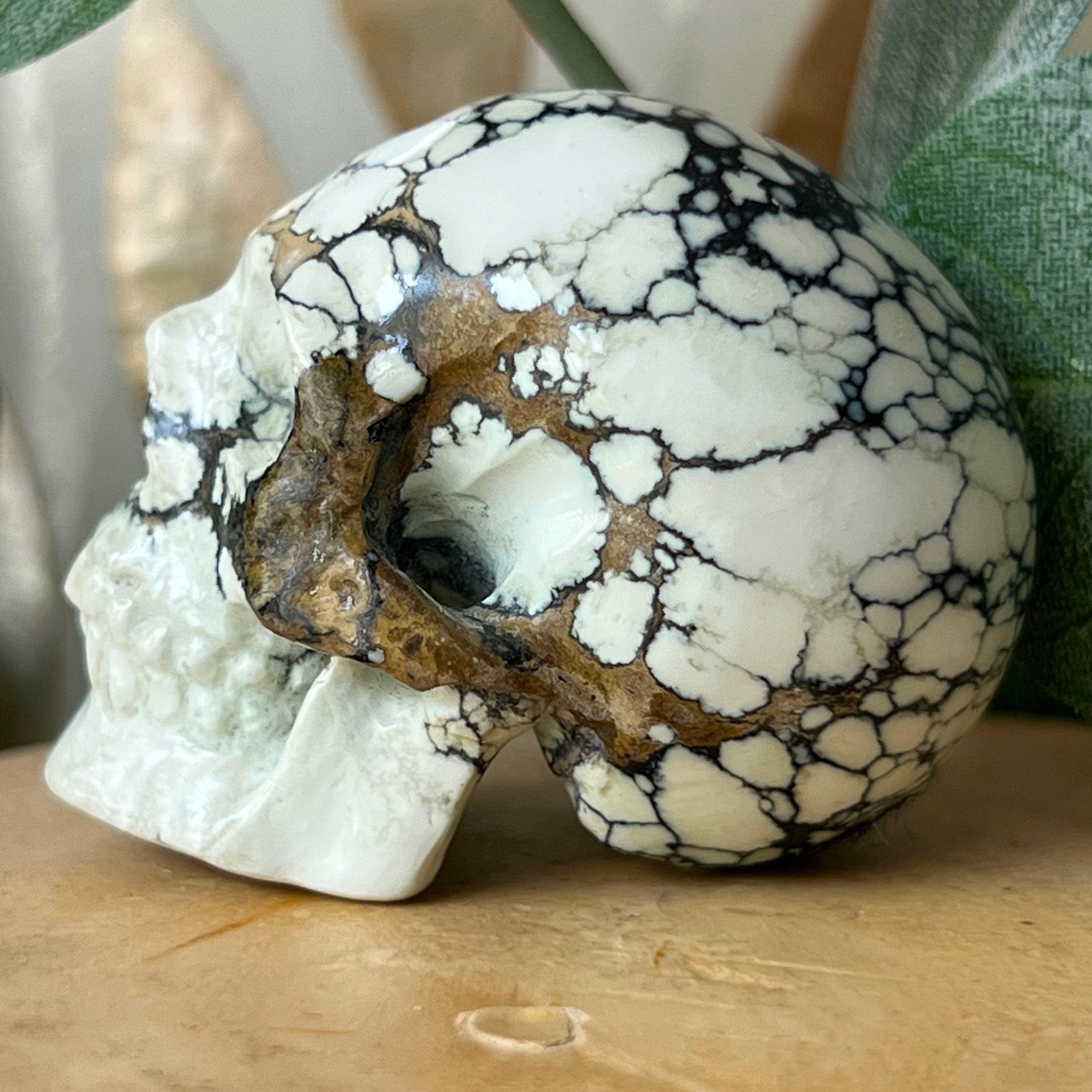 Hand Carved Chalcosiderite Skull: Artifactual Mineral Carving