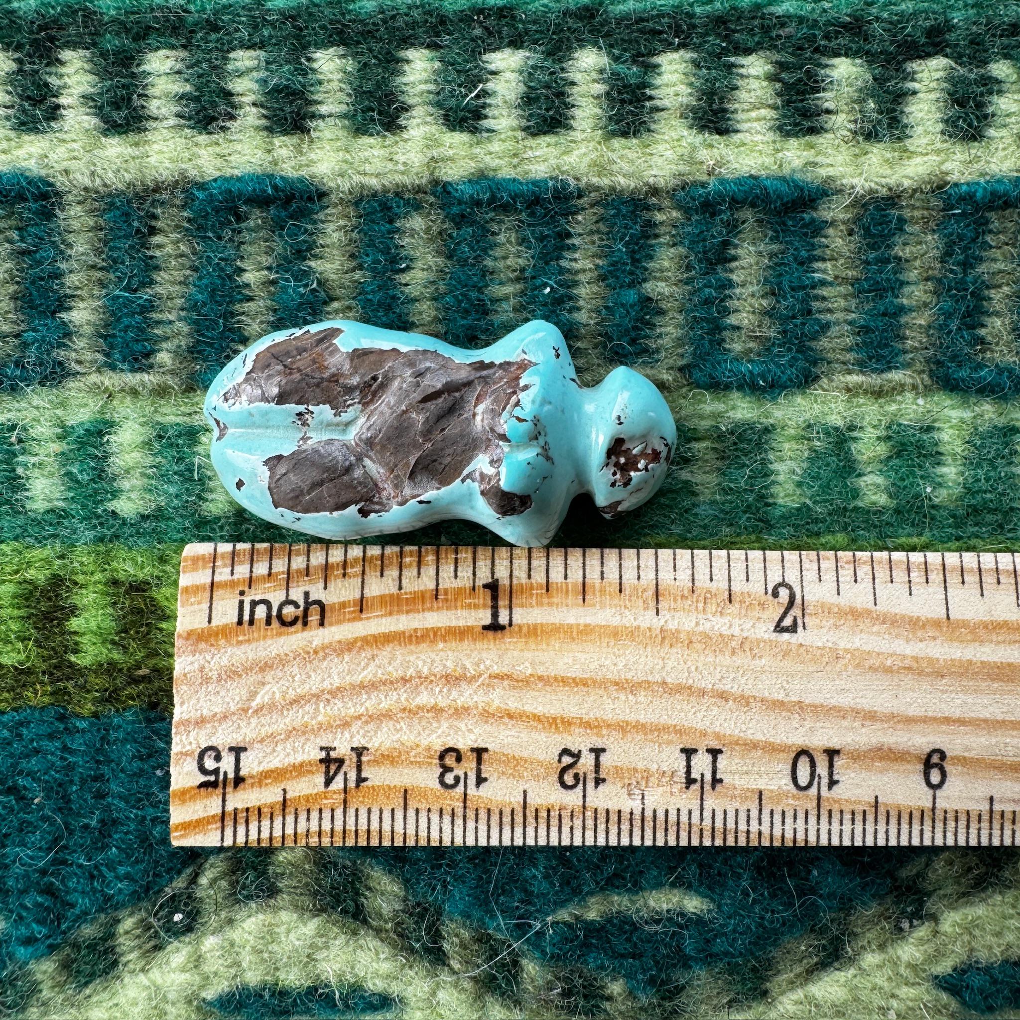Turquoise Goddess Carving: Minimalist Artifactual Sculpture