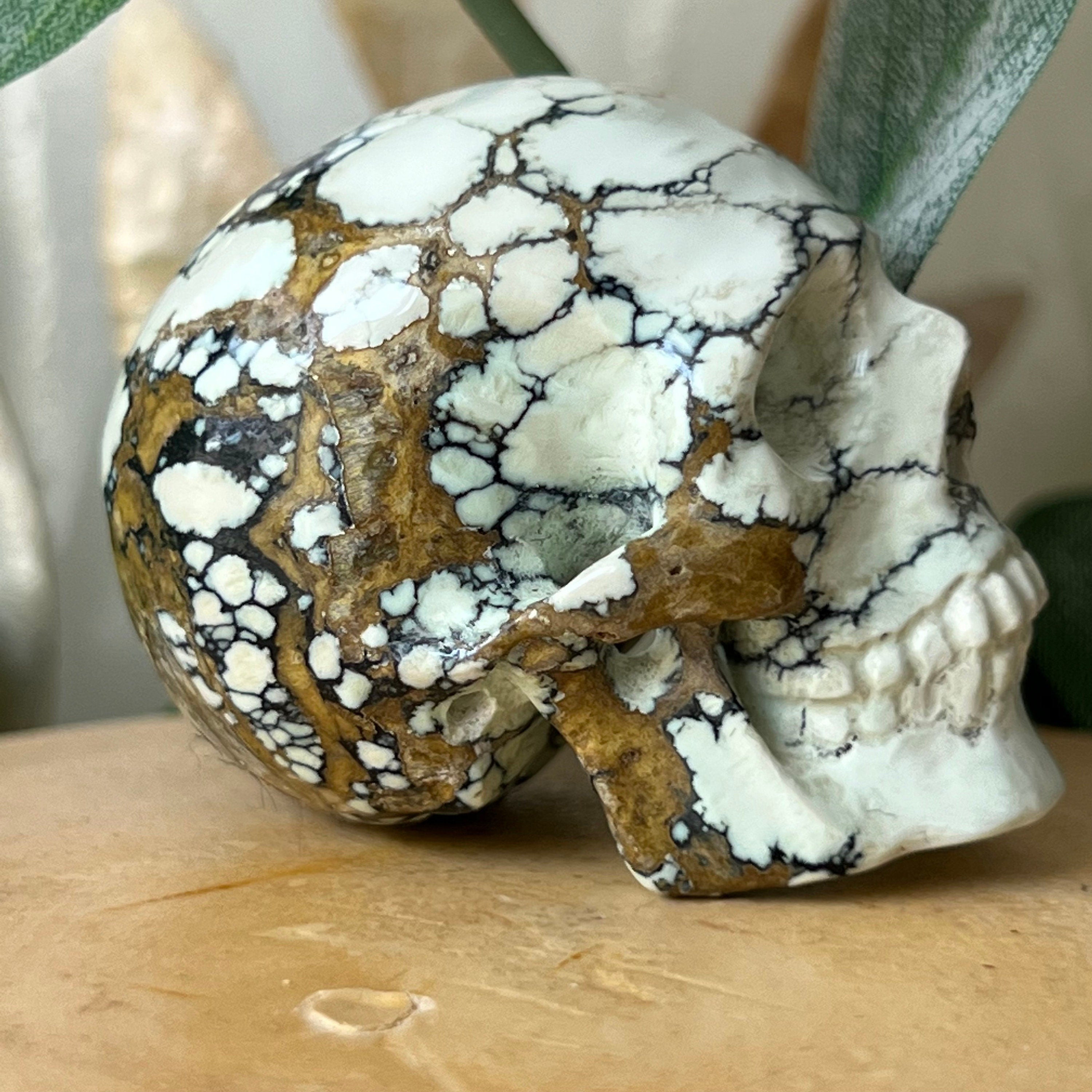 Hand Carved Chalcosiderite Skull: Artifactual Mineral Carving