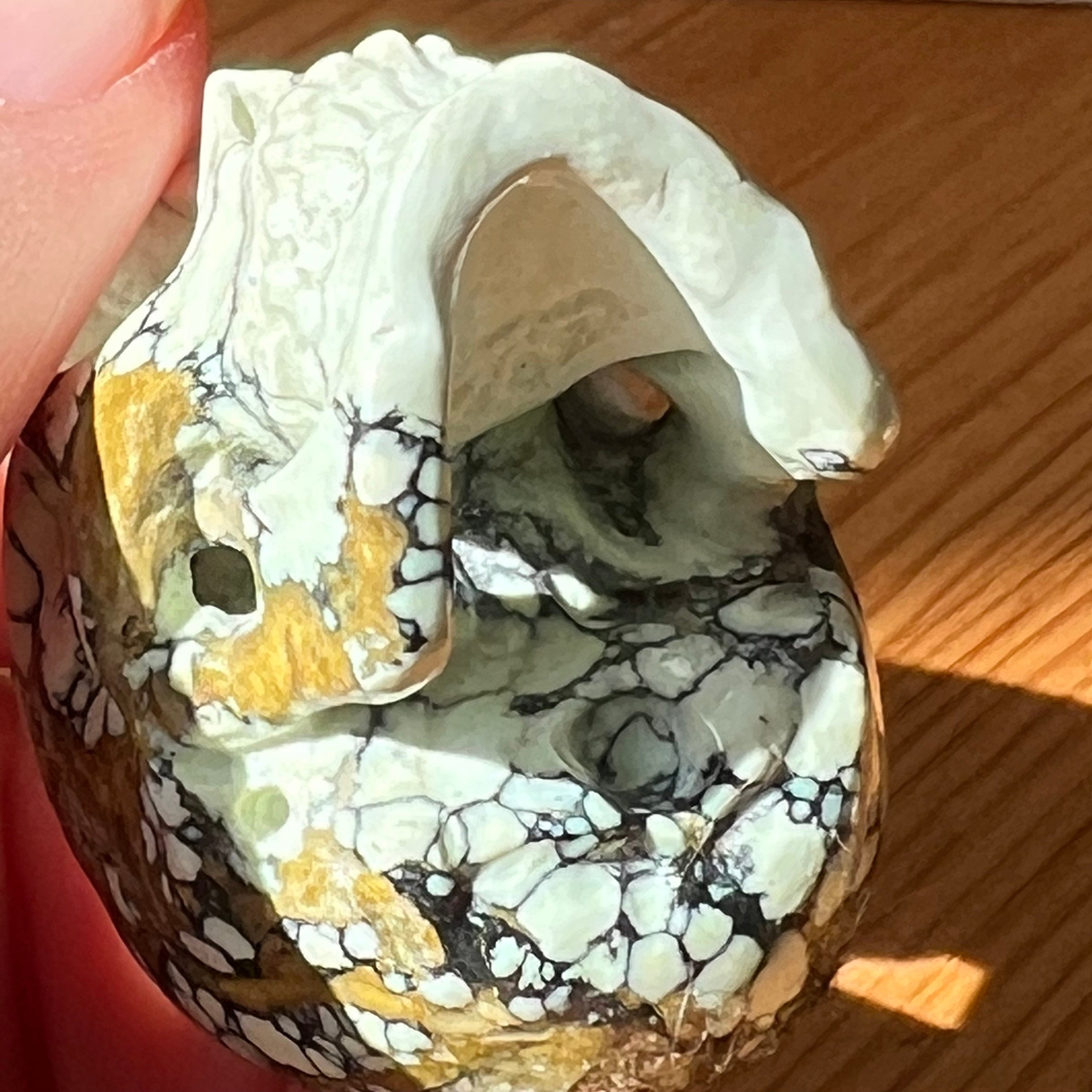 Hand Carved Chalcosiderite Skull: Artifactual Mineral Carving