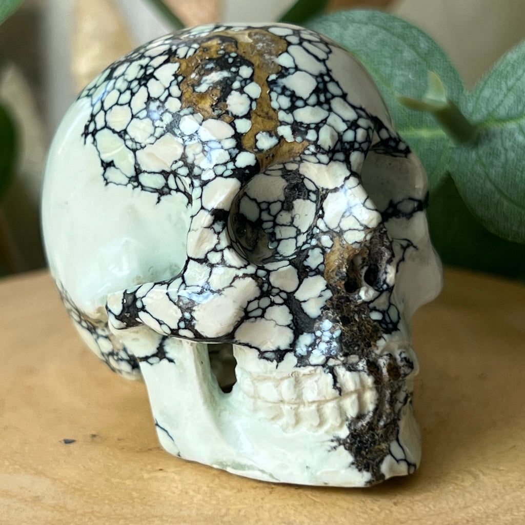 Amazingly Detailed Hand Carved Artifactual Newlander Chalcosiderite Skull