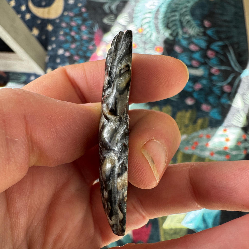 Jasper Frog Carving: Detailed Stone Pendant (2" x 1 1/2")