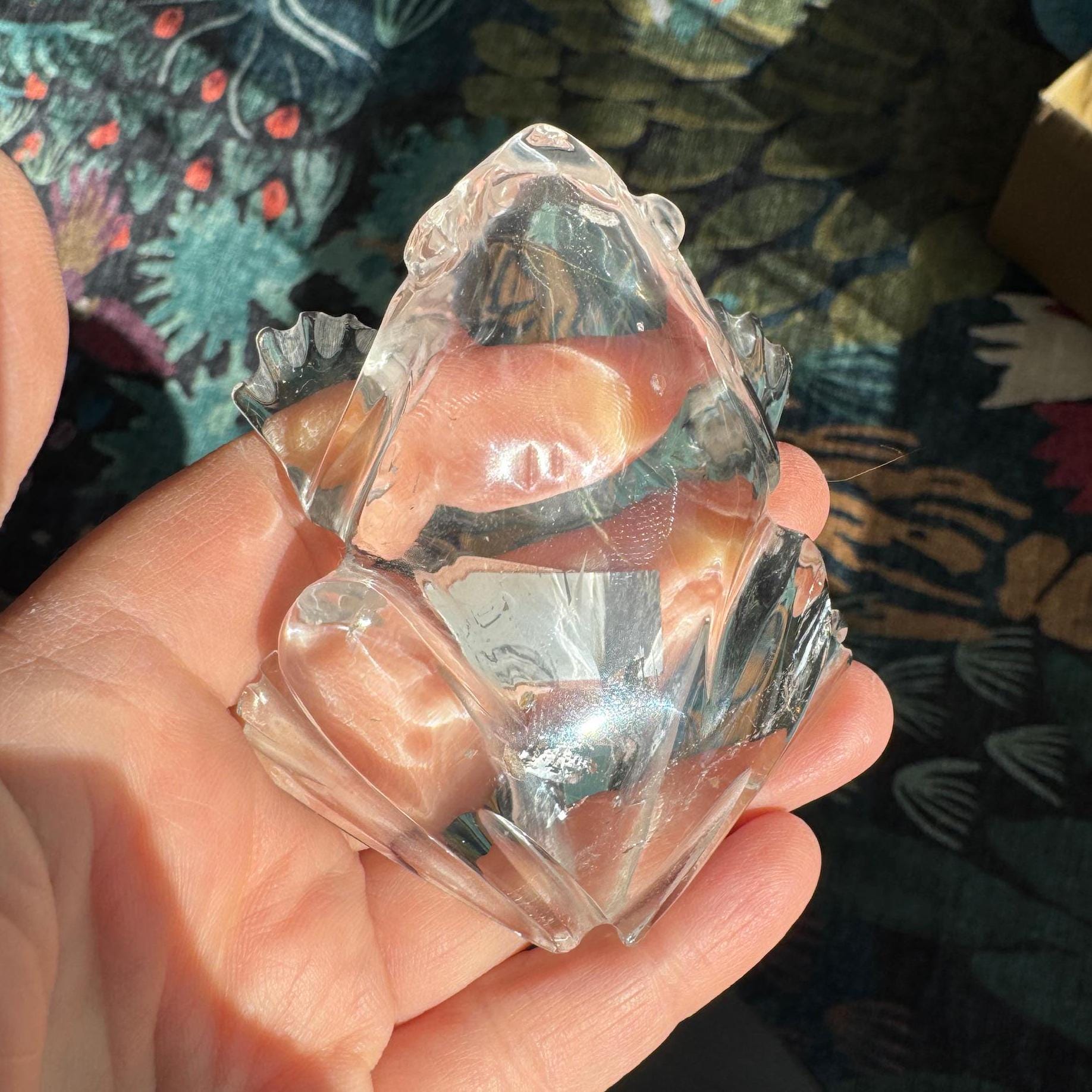 Clear Quartz Frog Carving: Venturini Brazilian Crystal Figurine