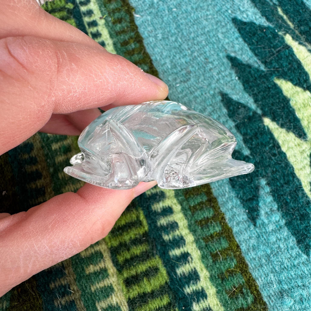 Clear Quartz Frog Carving - Venturini Brazilian Crystal Figurine