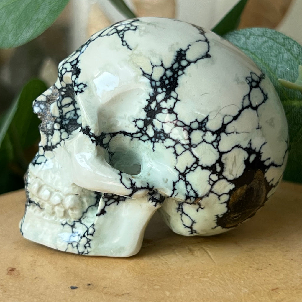 Amazingly Detailed Hand Carved Artifactual Newlander Chalcosiderite Skull