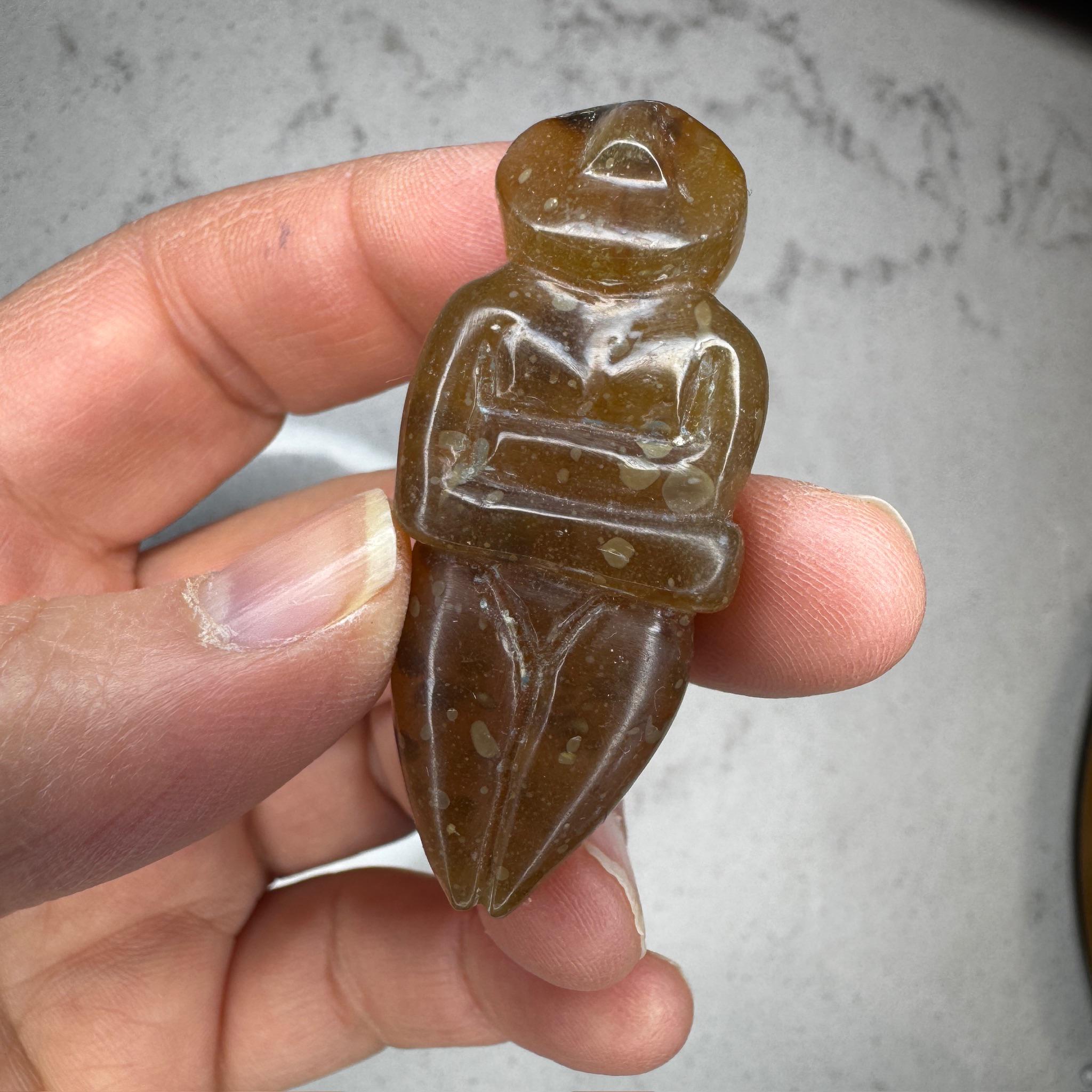 Honey Amber Goddess Carving - Translucent Artifactual Find