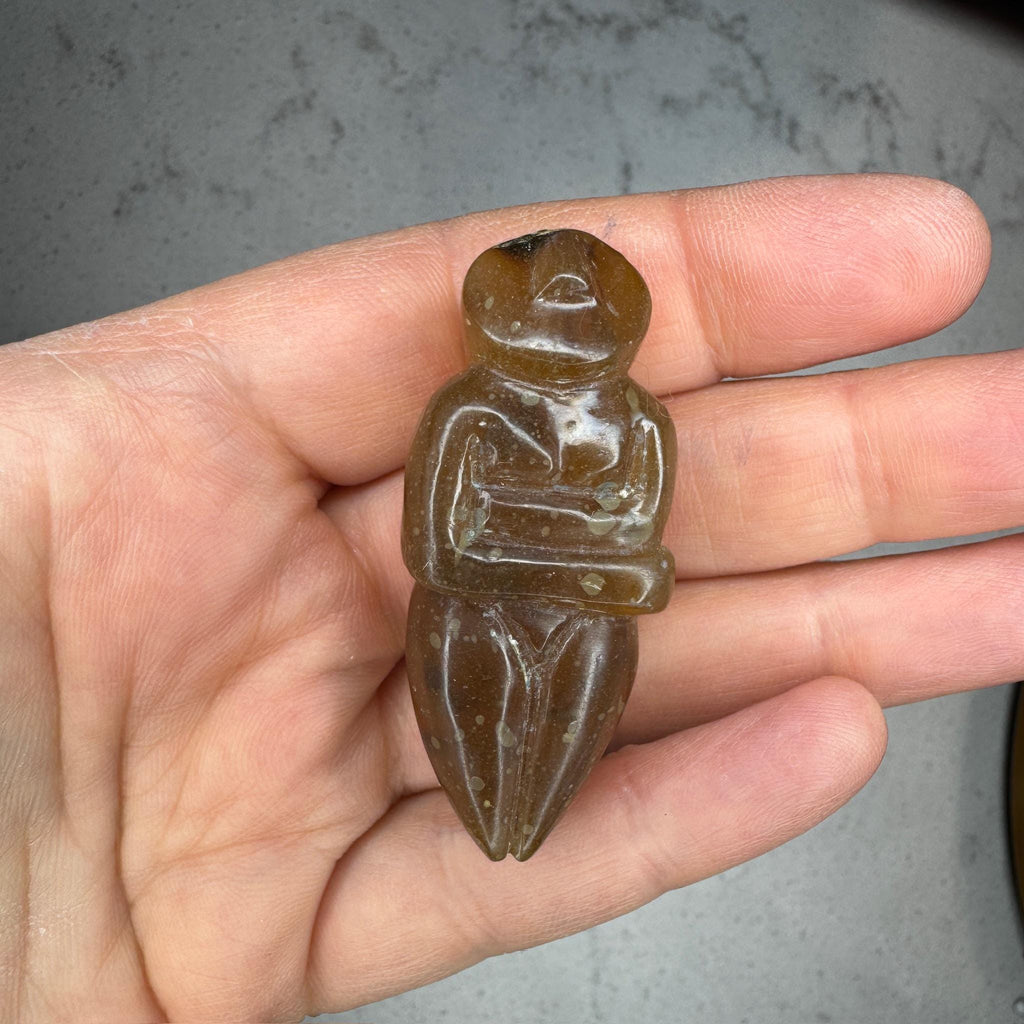 Honey Amber Goddess Carving - Translucent Artifactual Find