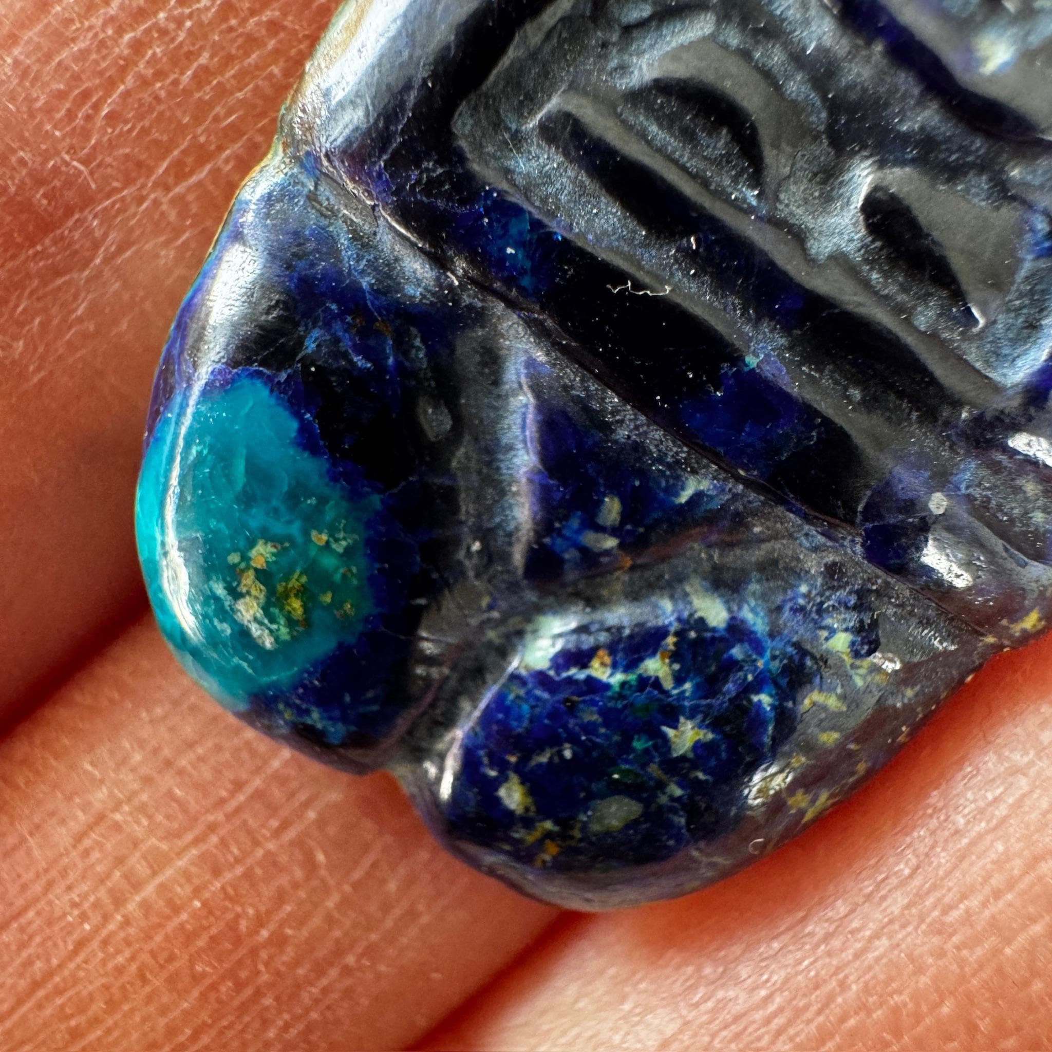 Adorable Azurite Goddess Carving from Artifactual