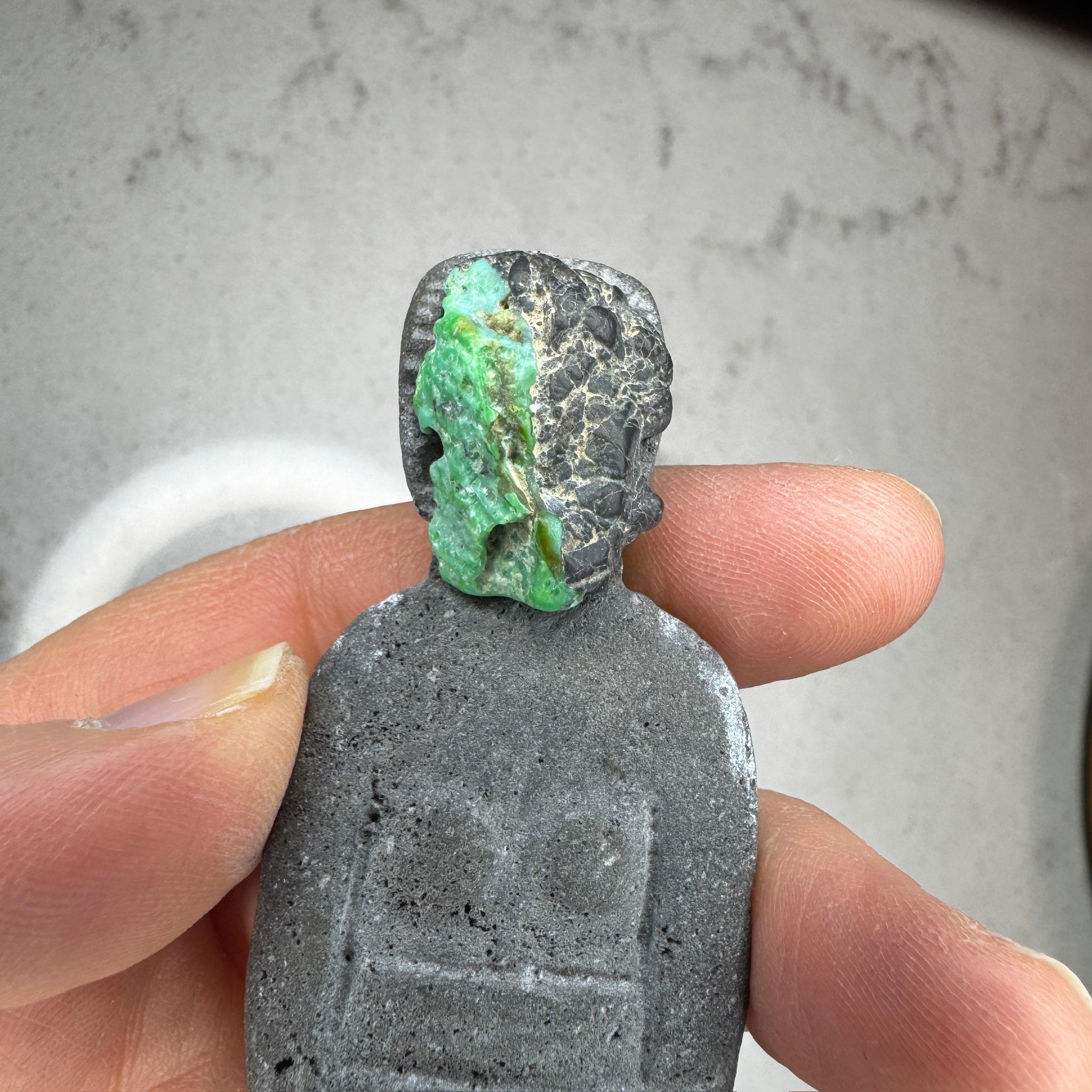 Balinese Lava Goddess with Turquoise Face Carving from Artifactual