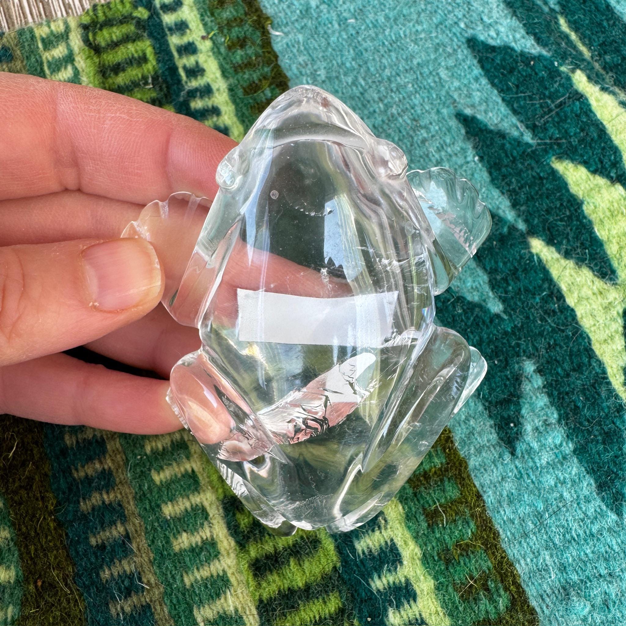 Clear Quartz Frog Carving - Venturini Brazilian Crystal Figurine