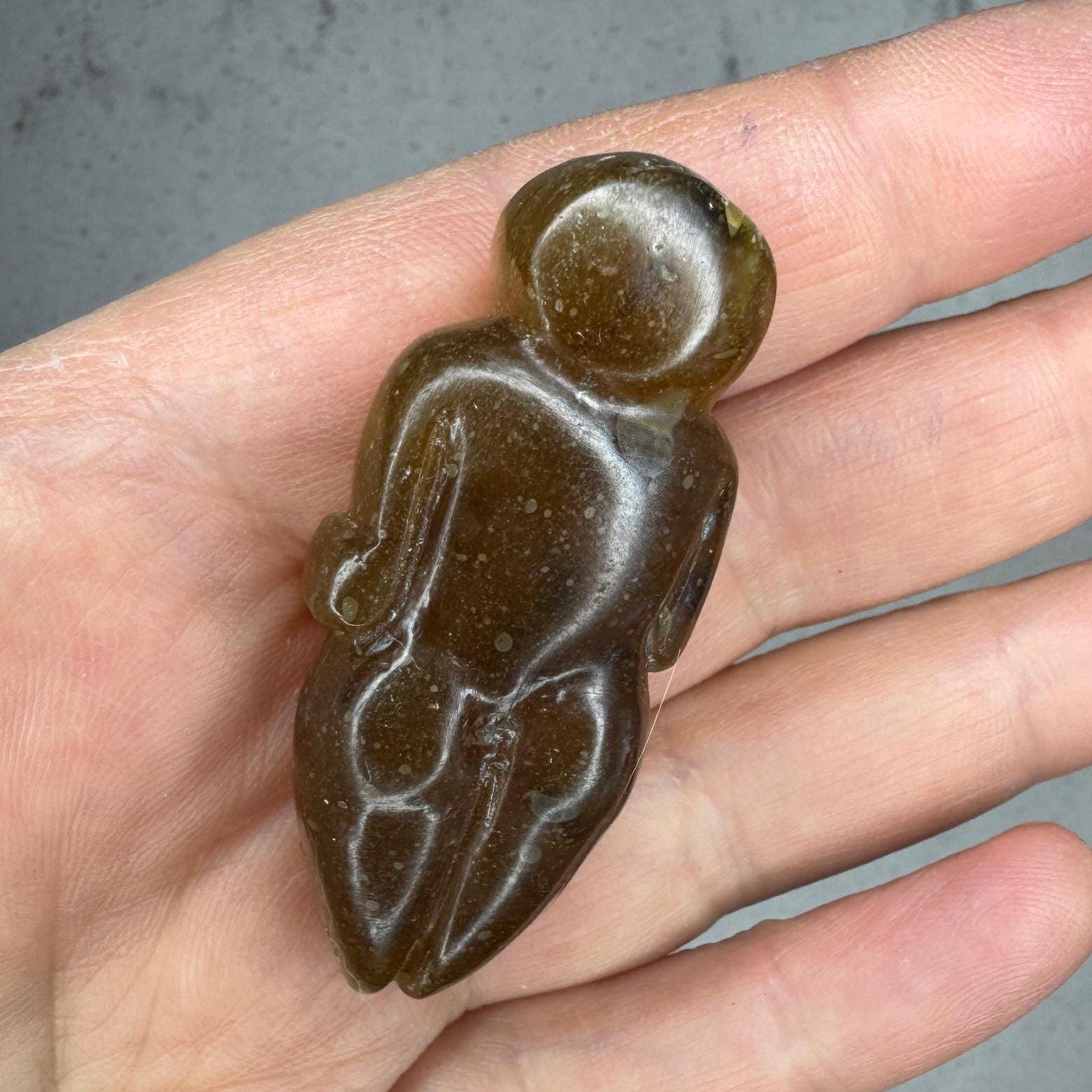 Honey Amber Goddess Carving - Translucent Artifactual Find