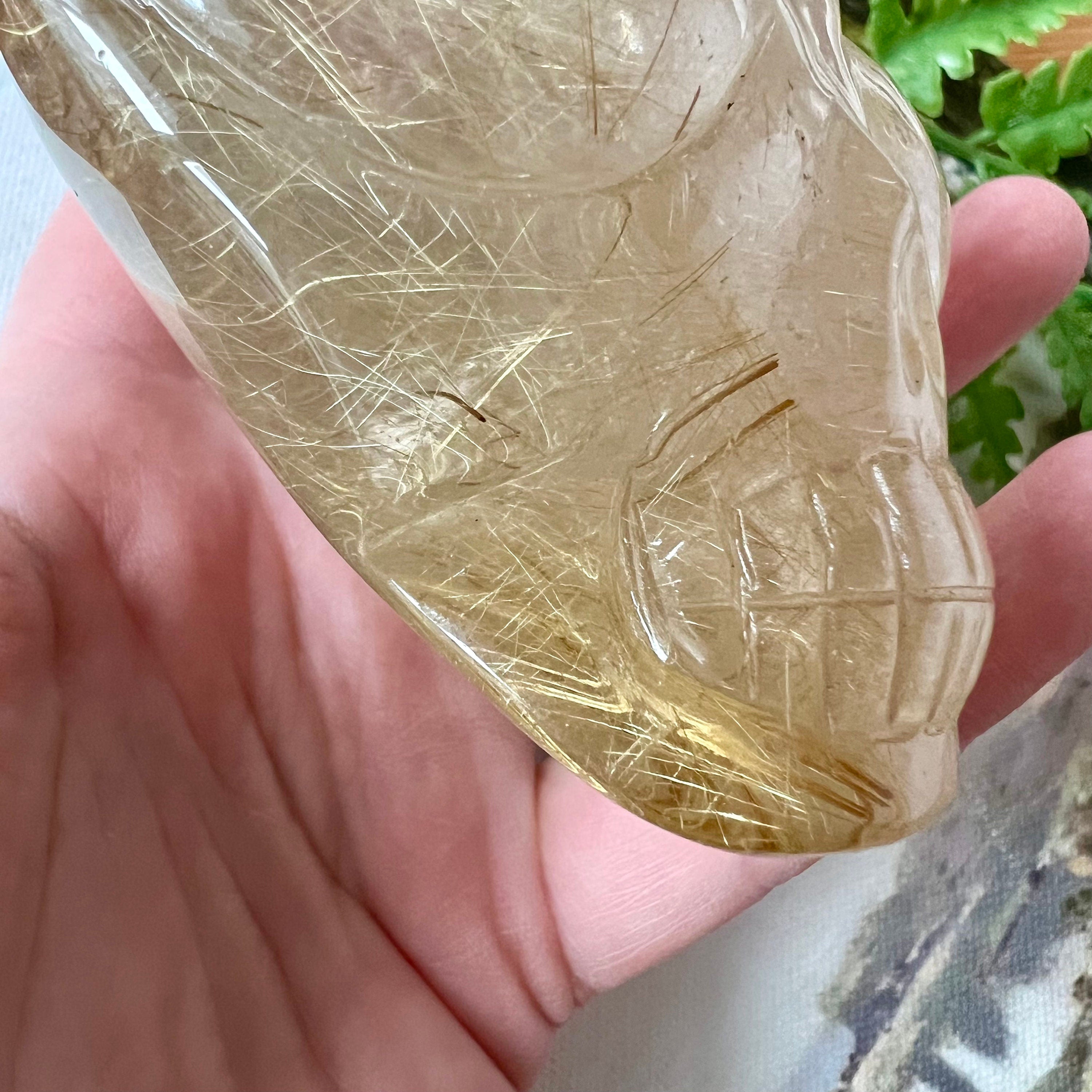 Large Rutile Citrine Crystal Skull: Leandro De Souza Carving