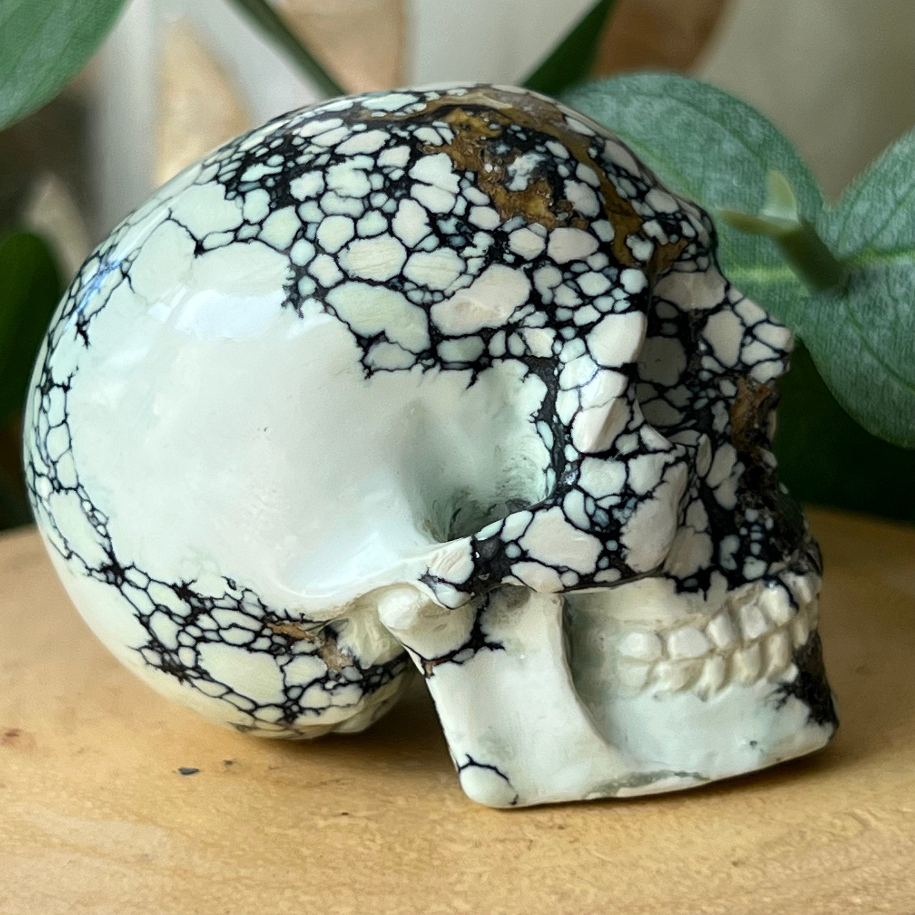Amazingly Detailed Hand Carved Artifactual Newlander Chalcosiderite Skull