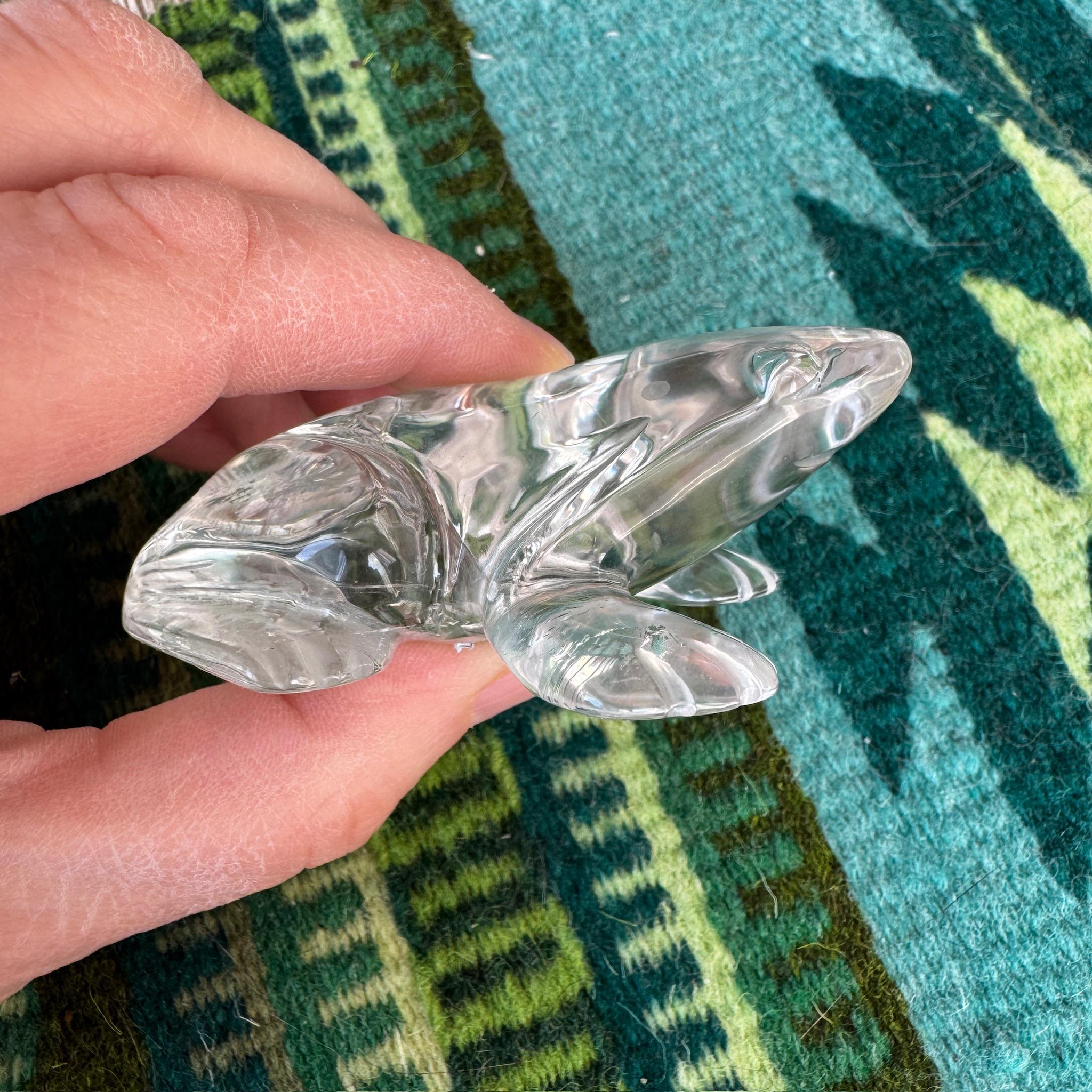 Clear Quartz Frog Carving - Venturini Brazilian Crystal Figurine