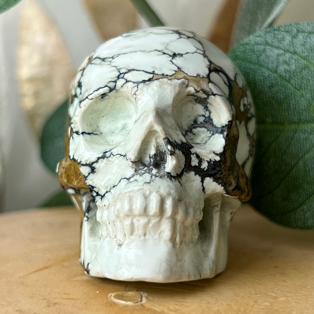 Hand Carved Chalcosiderite Skull: Artifactual Mineral Carving