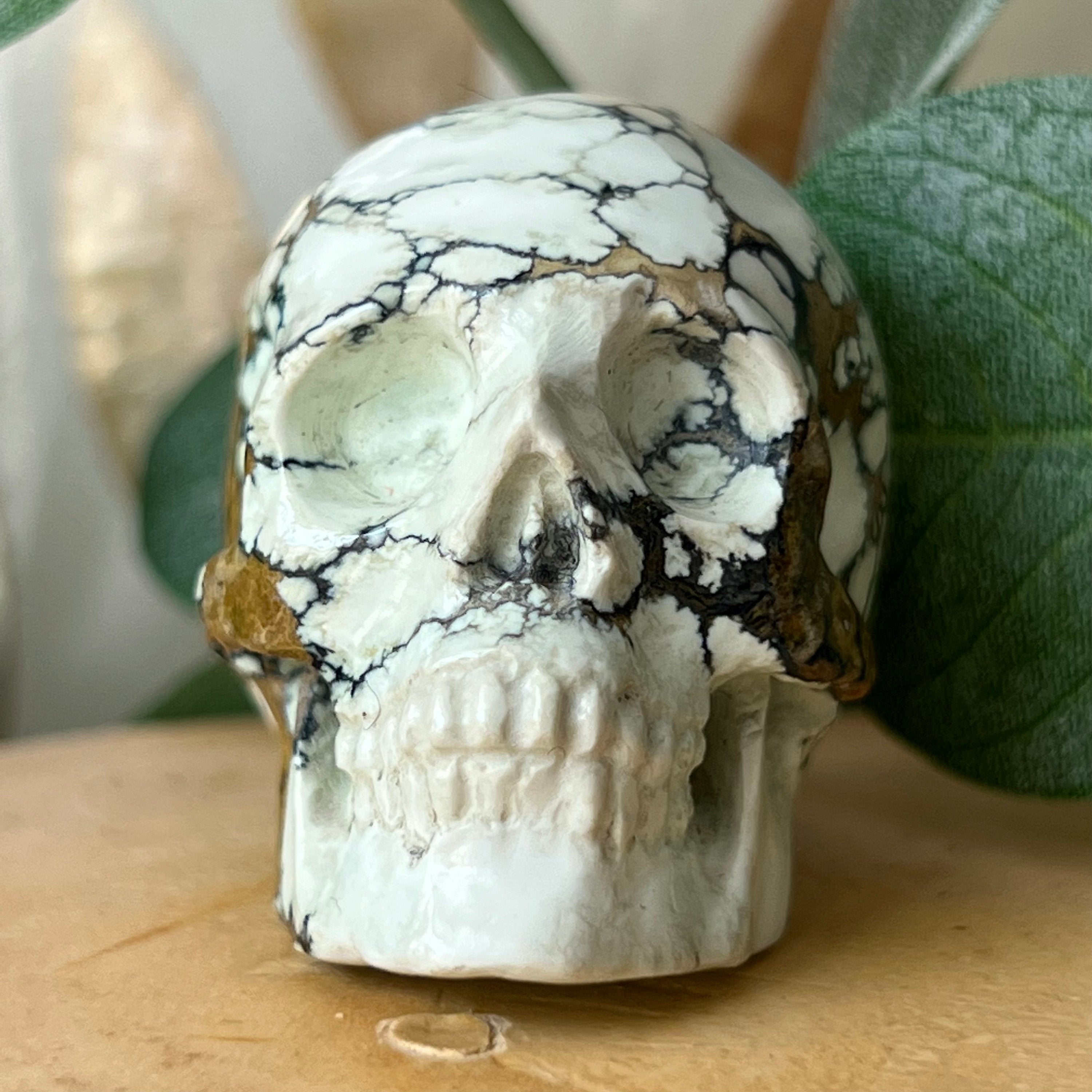 Hand Carved Chalcosiderite Skull: Artifactual Mineral Carving