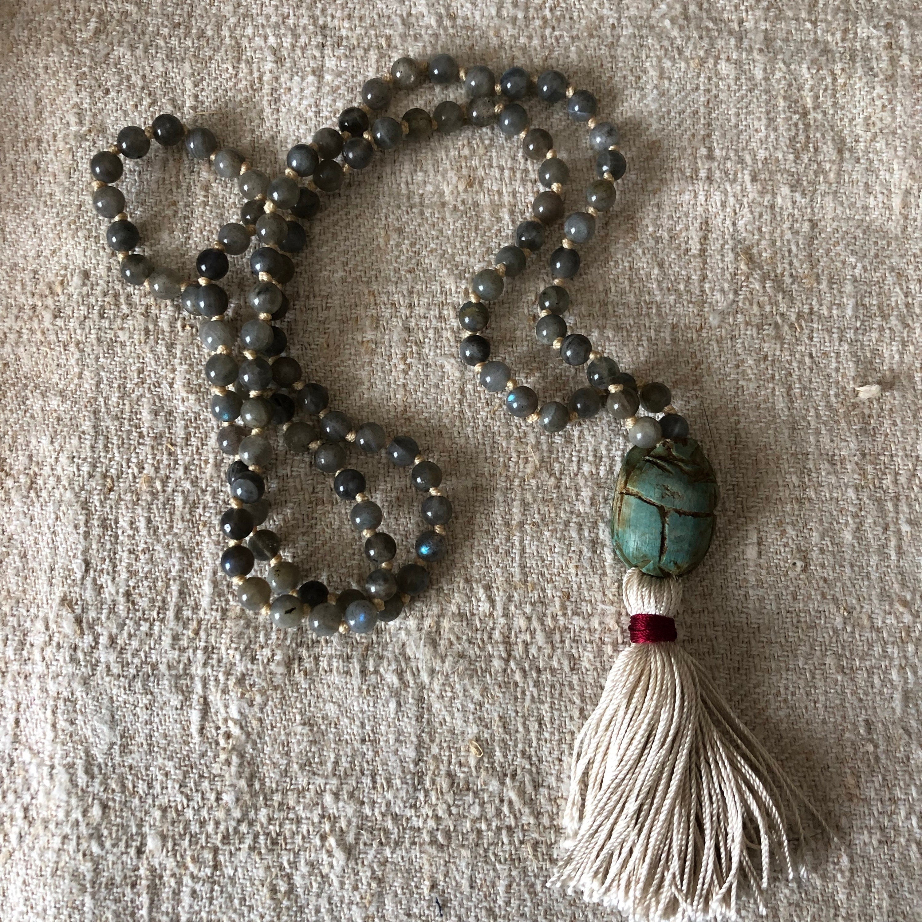 Labradorite Scarab Mala