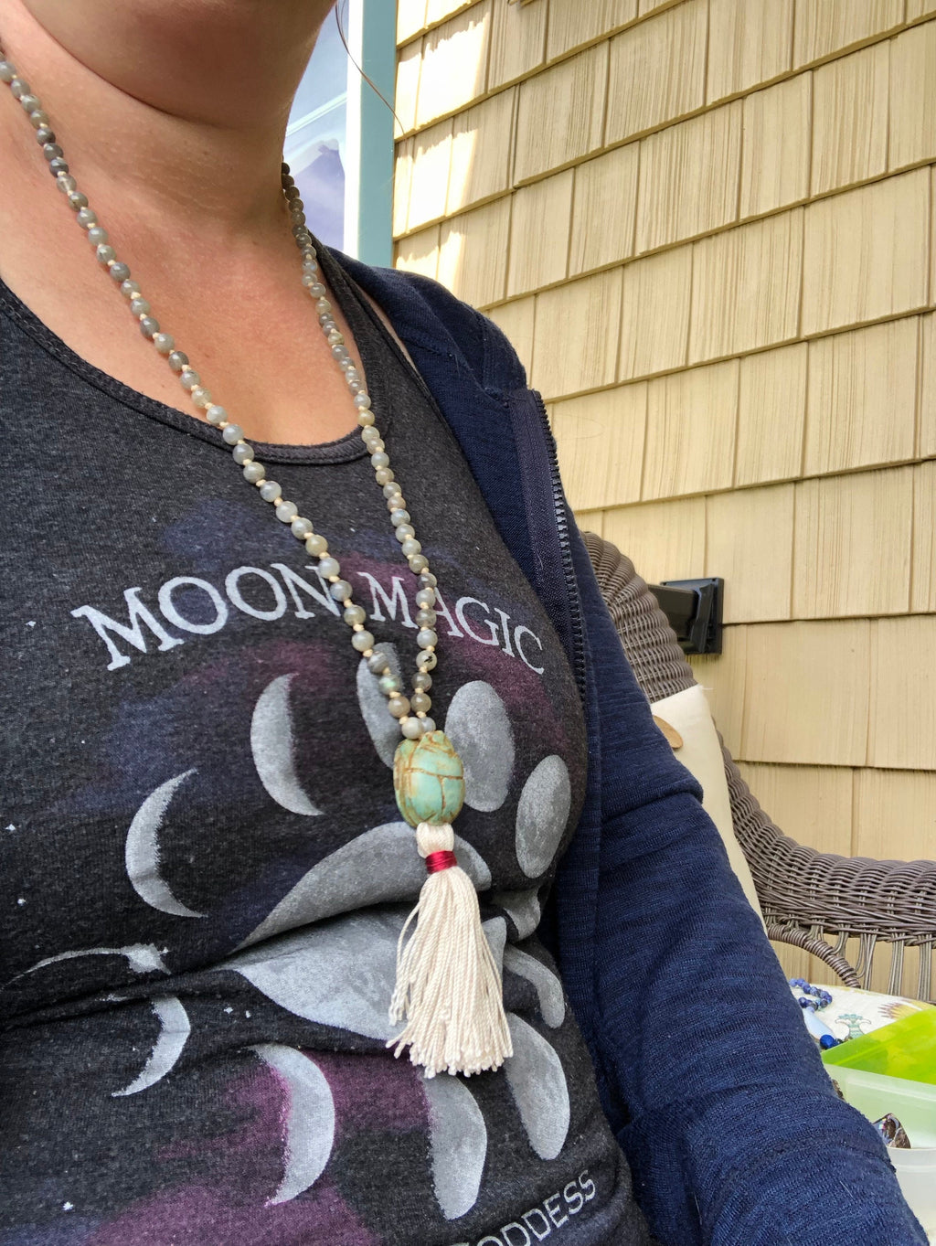 Labradorite Scarab Mala