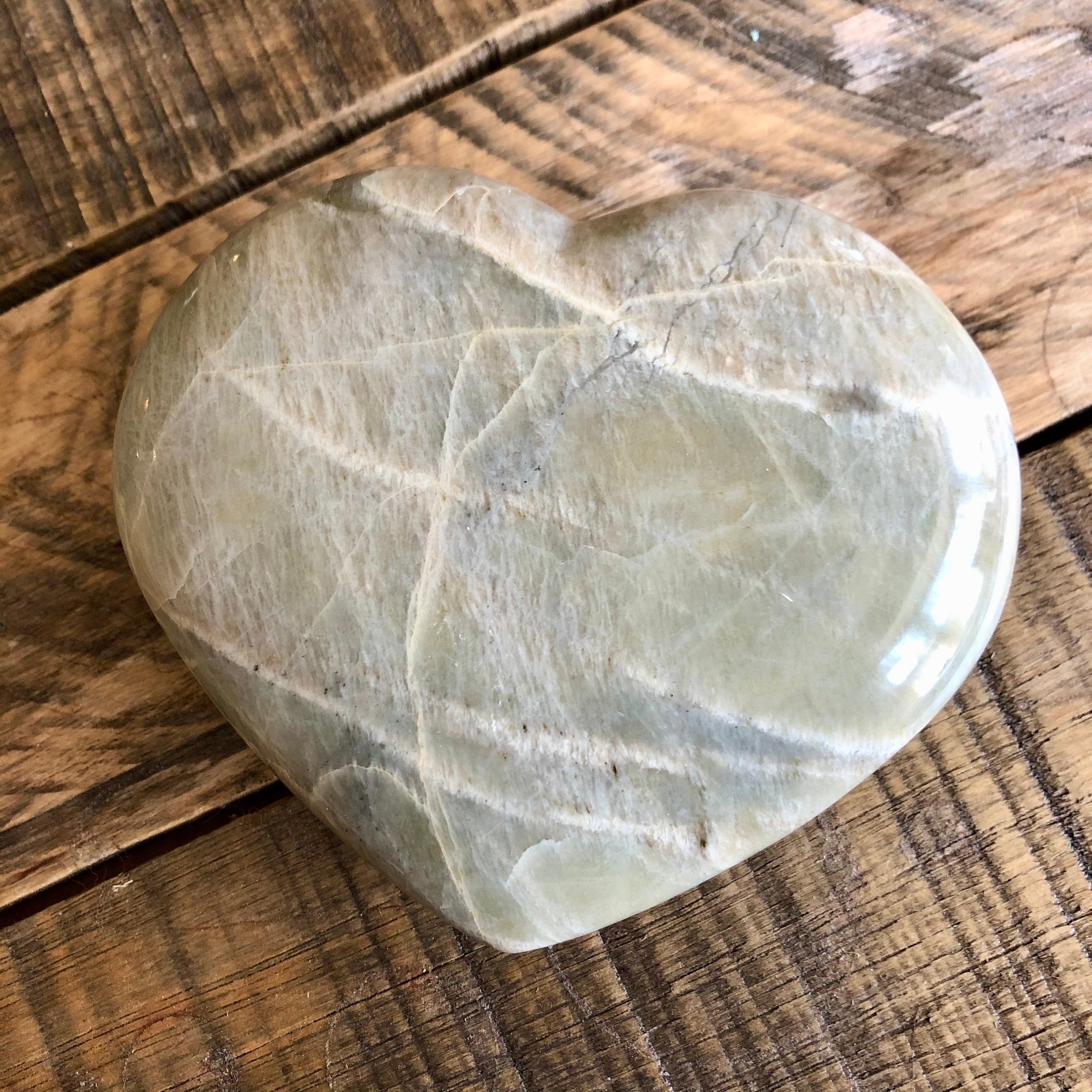 Garnierite Heart: Green Moonstone Crystal (4.5" x 4" x 1")