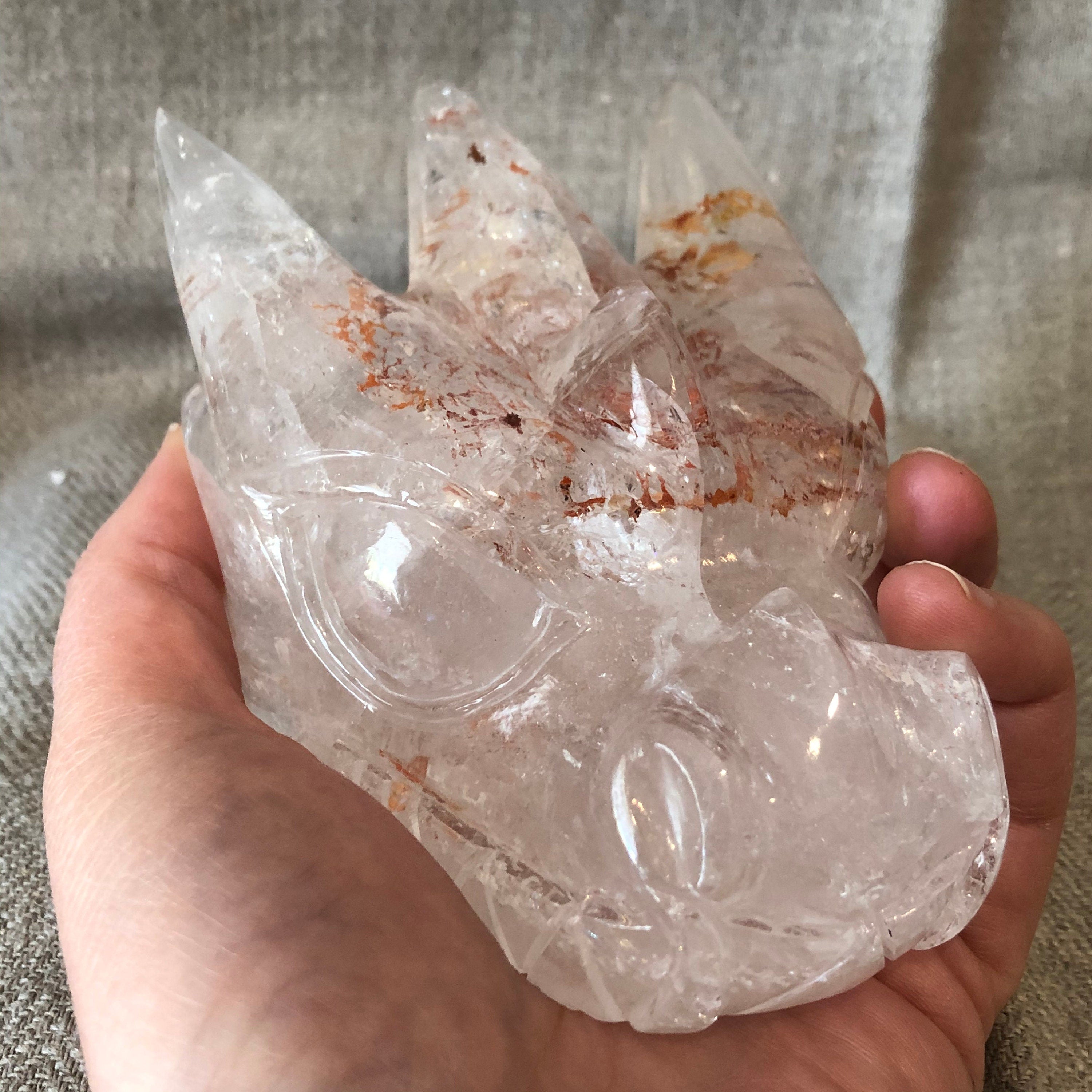 Quartz with Hematite Dragon Carving/Skull