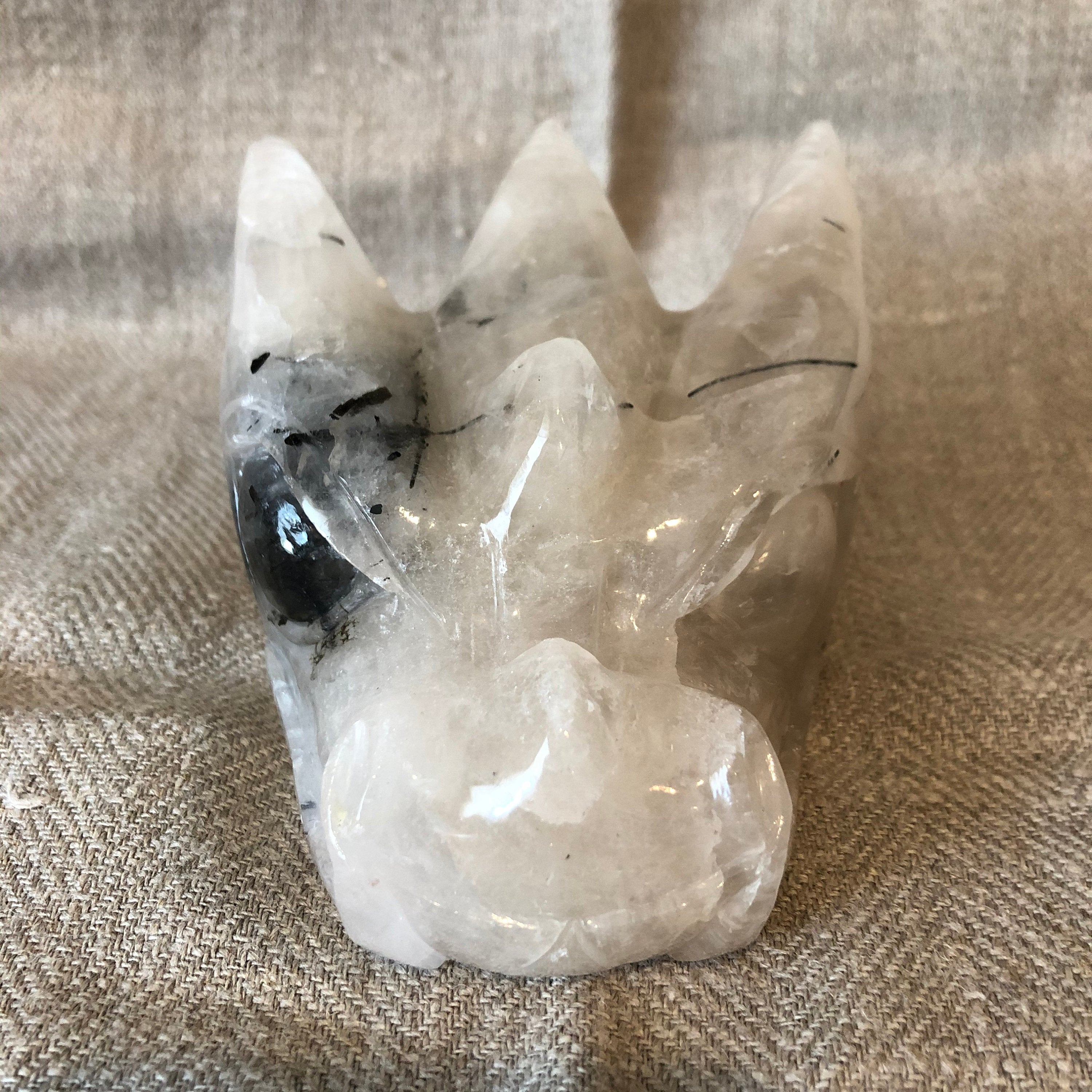 Quartz with Tourmaline Dragon Carving/Skull