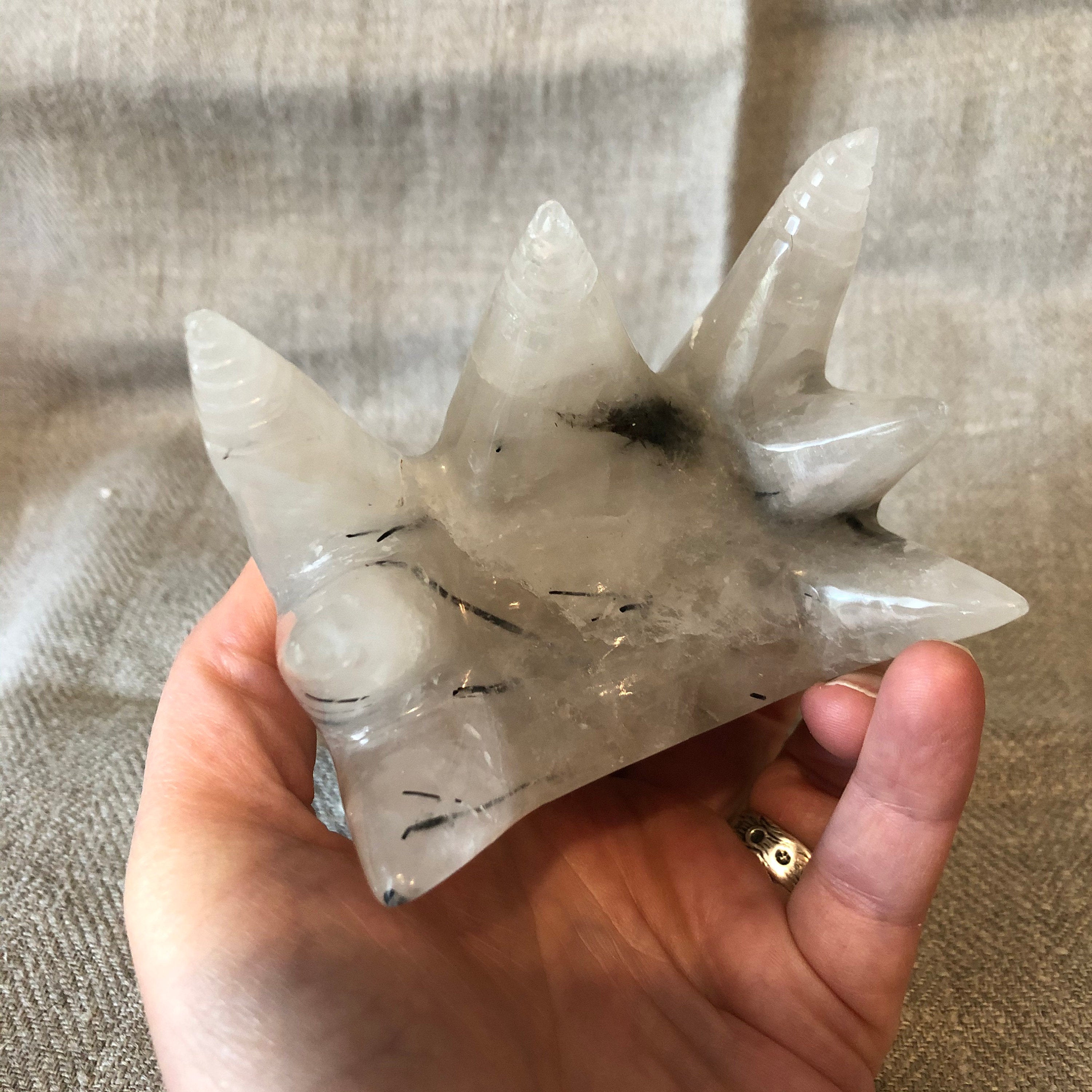 Quartz with Tourmaline Dragon Carving/Skull