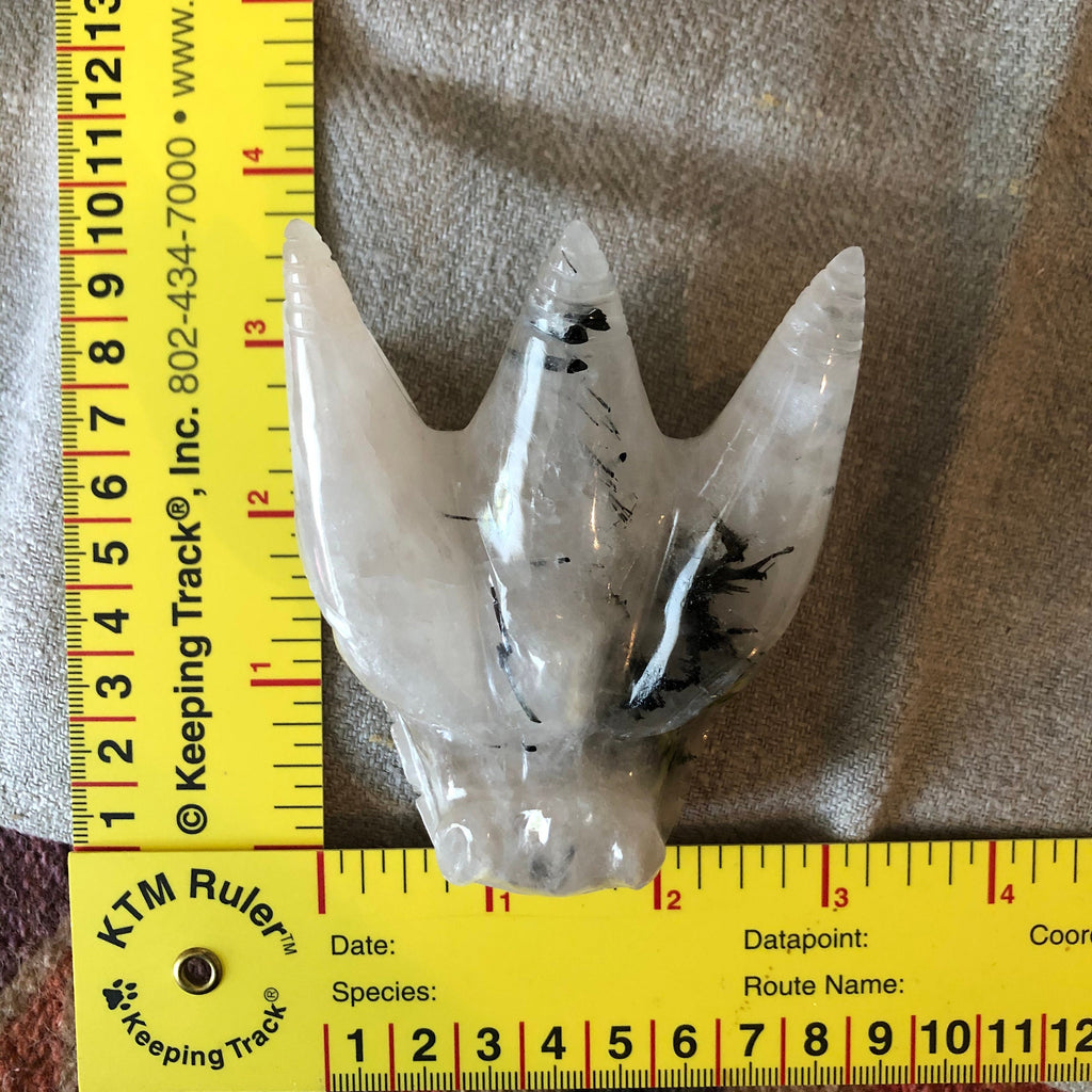 Quartz with Tourmaline Dragon Carving/Skull
