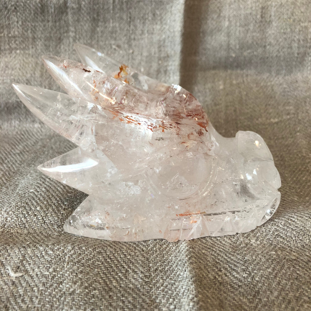 Quartz with Hematite Dragon Carving/Skull
