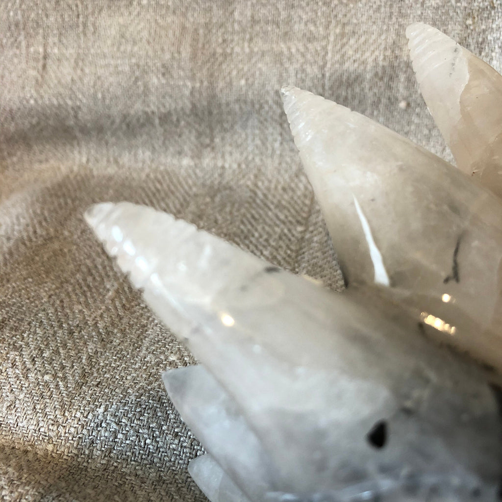 Quartz with Tourmaline Dragon Carving/Skull