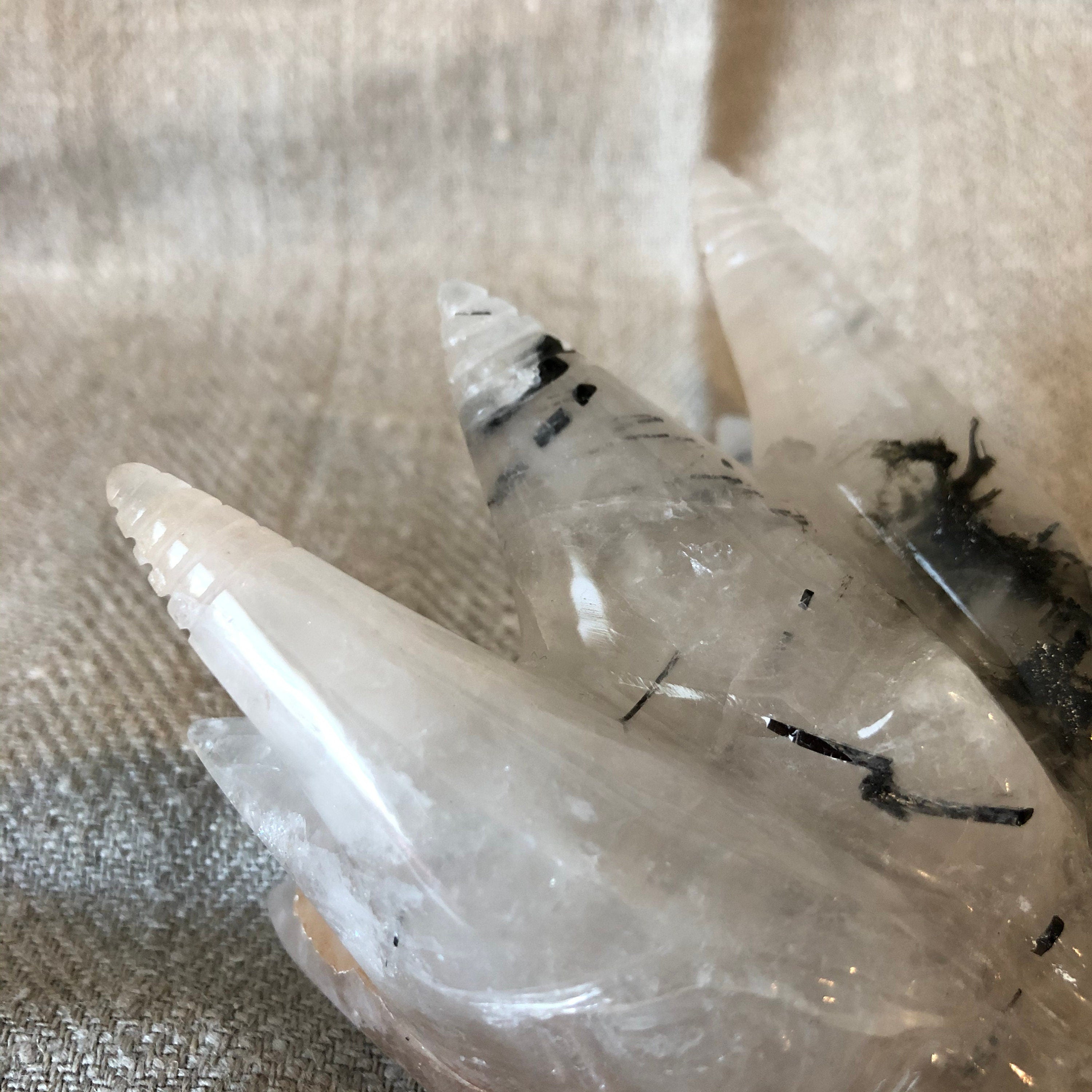 Quartz with Tourmaline Dragon Carving/Skull