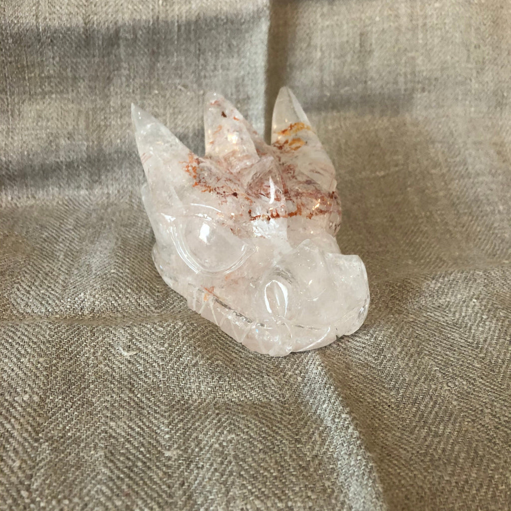 Quartz with Hematite Dragon Carving/Skull