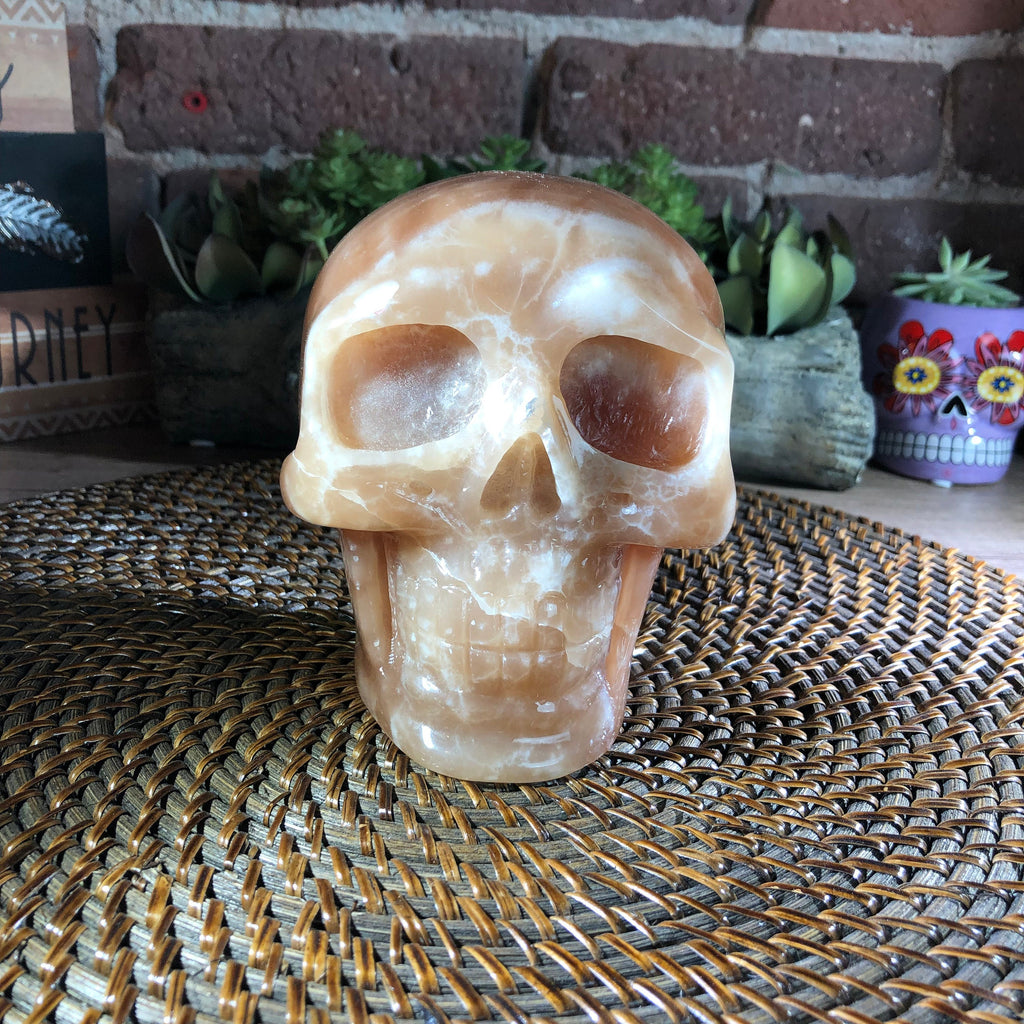 Huge Caramel Calcite Skull