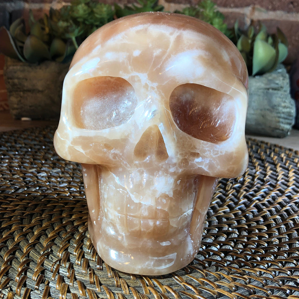 Huge Caramel Calcite Skull