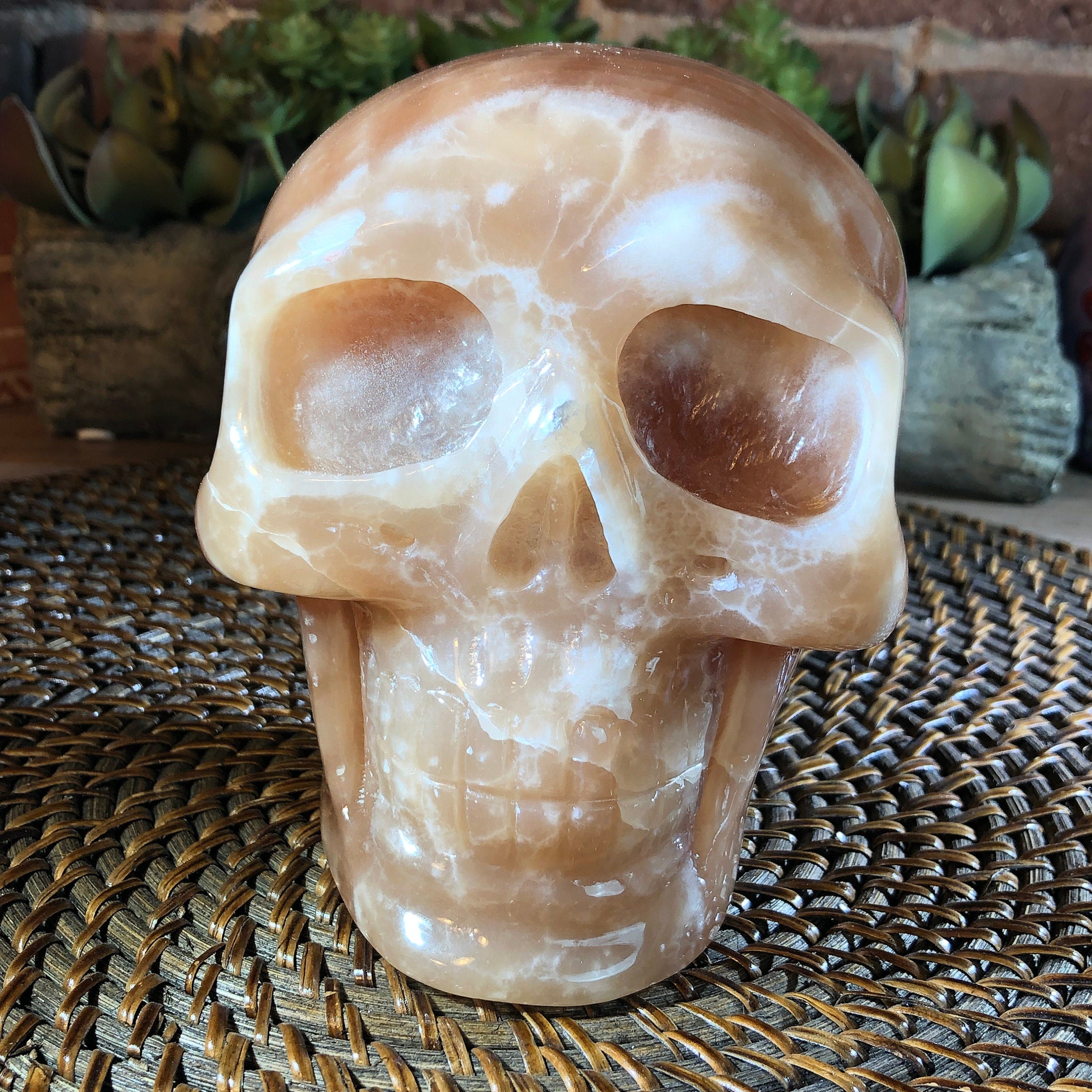 Huge Caramel Calcite Skull