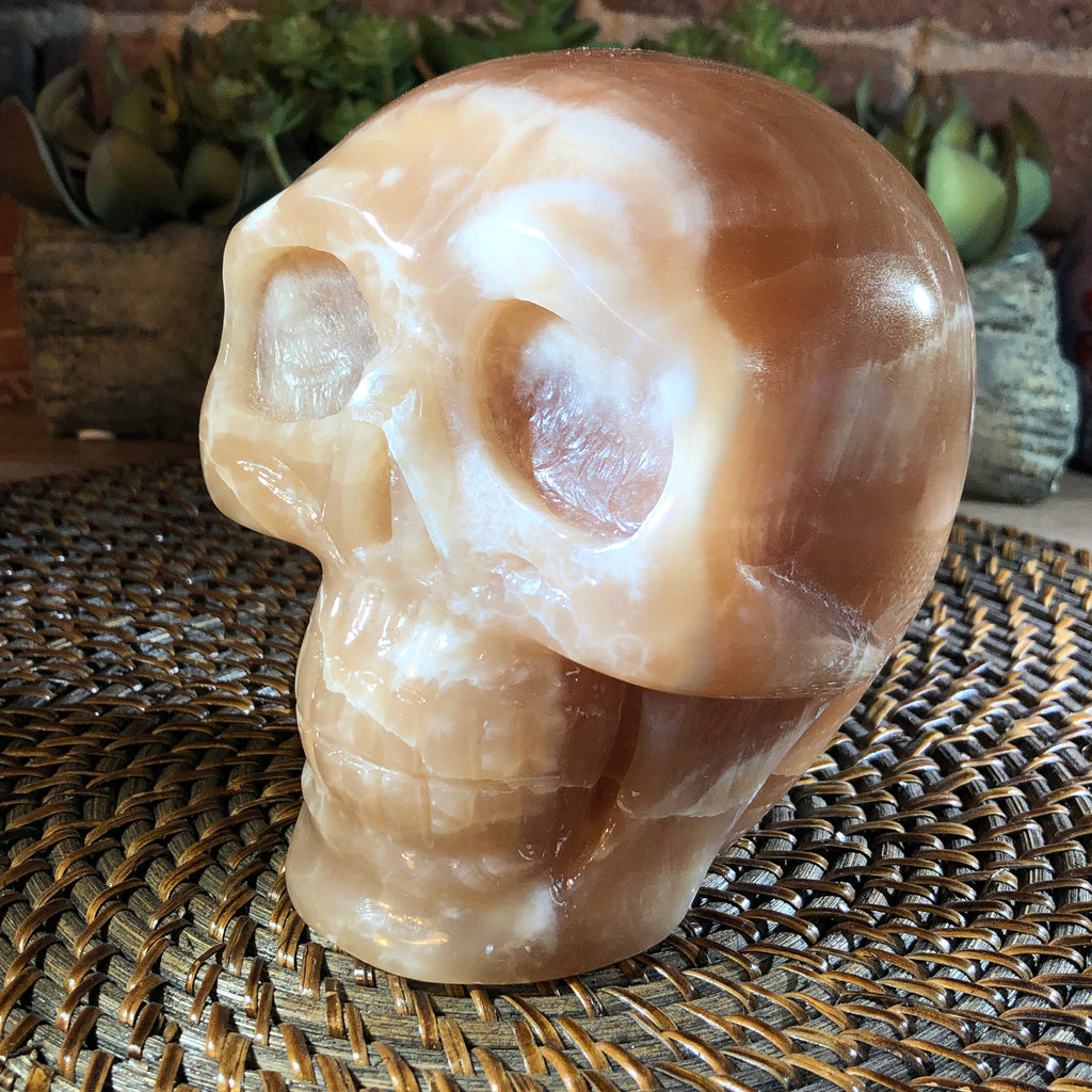 Huge Caramel Calcite Skull