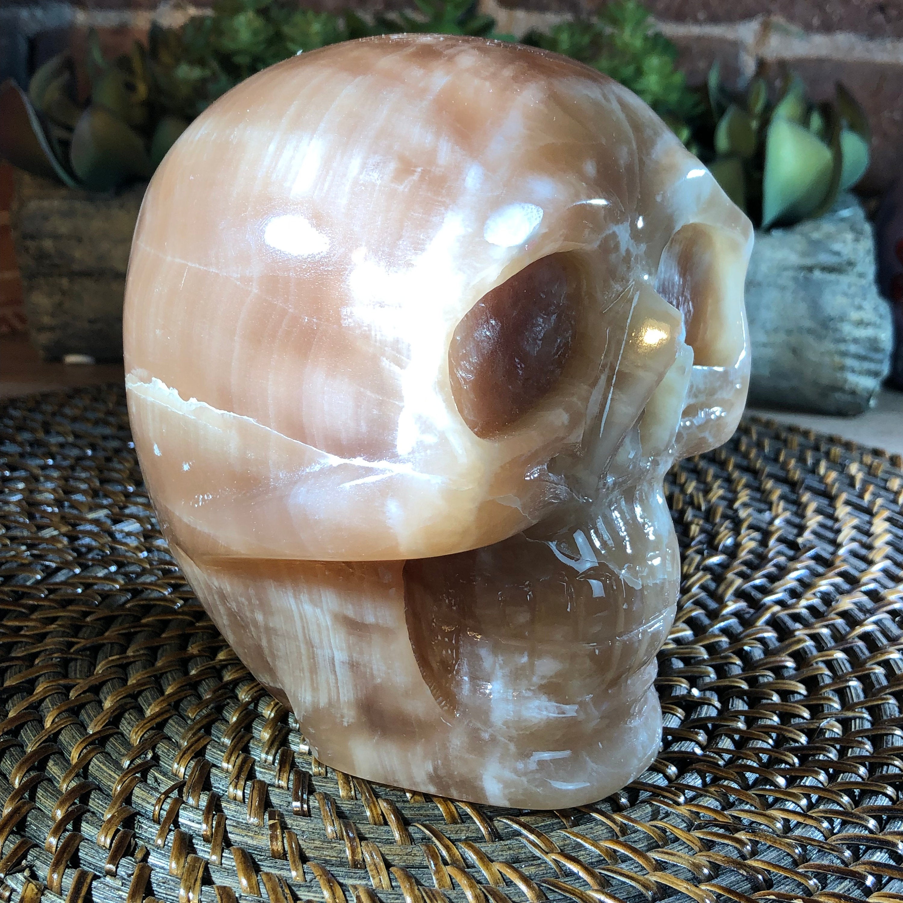 Huge Caramel Calcite Skull