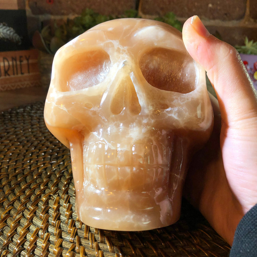 Huge Caramel Calcite Skull