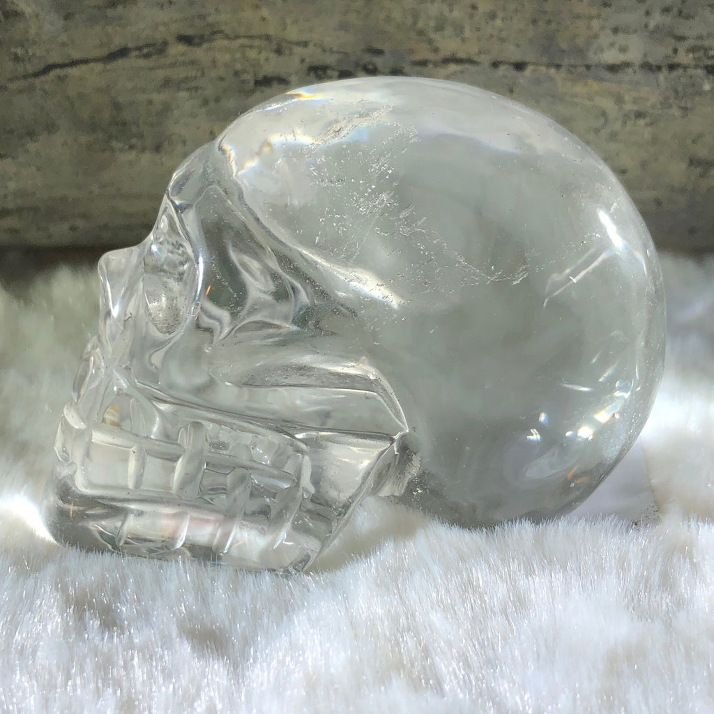 Carved Clear Quartz Skull - Brazilian Crystal Figurine