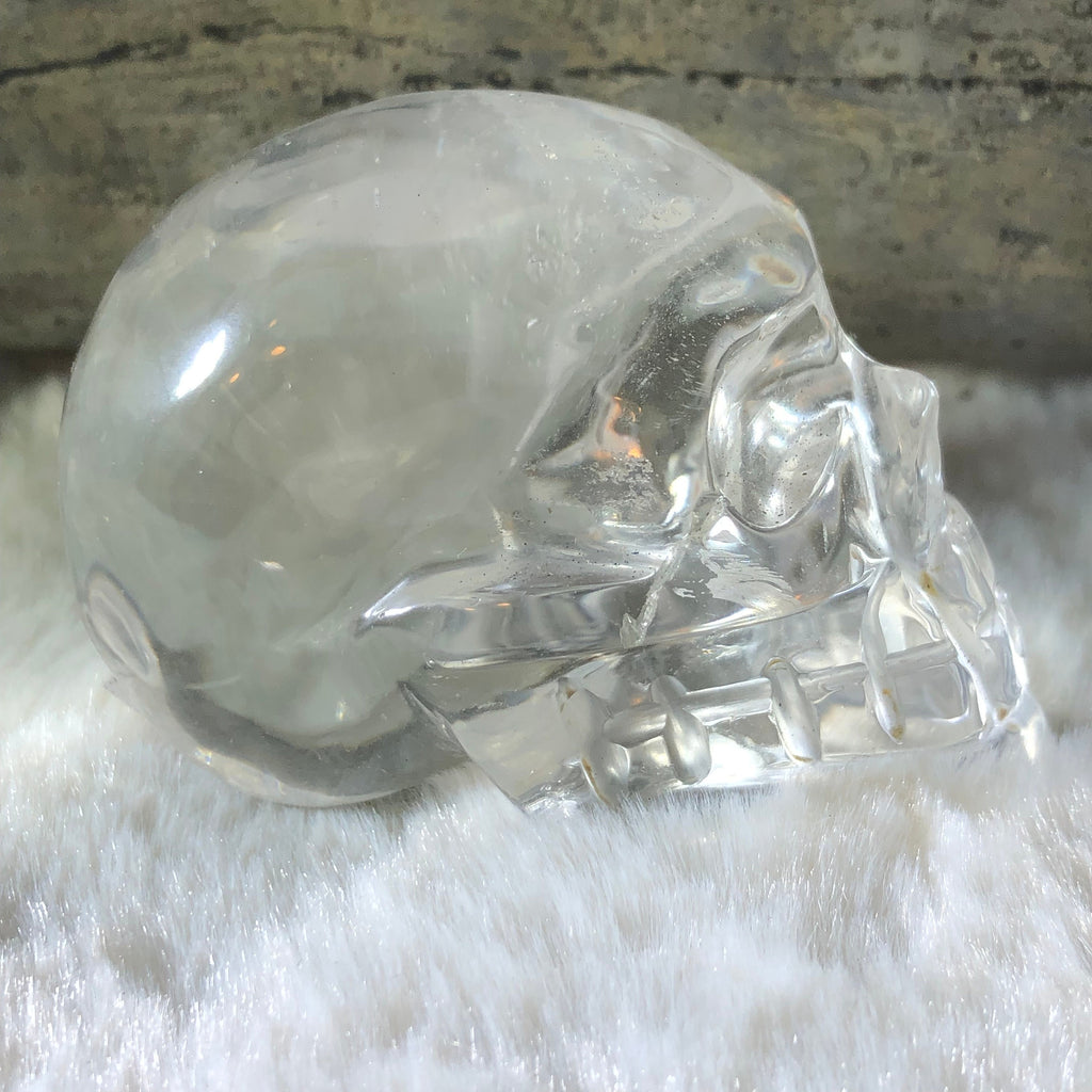 Carved Clear Quartz Skull - Brazilian Crystal Figurine