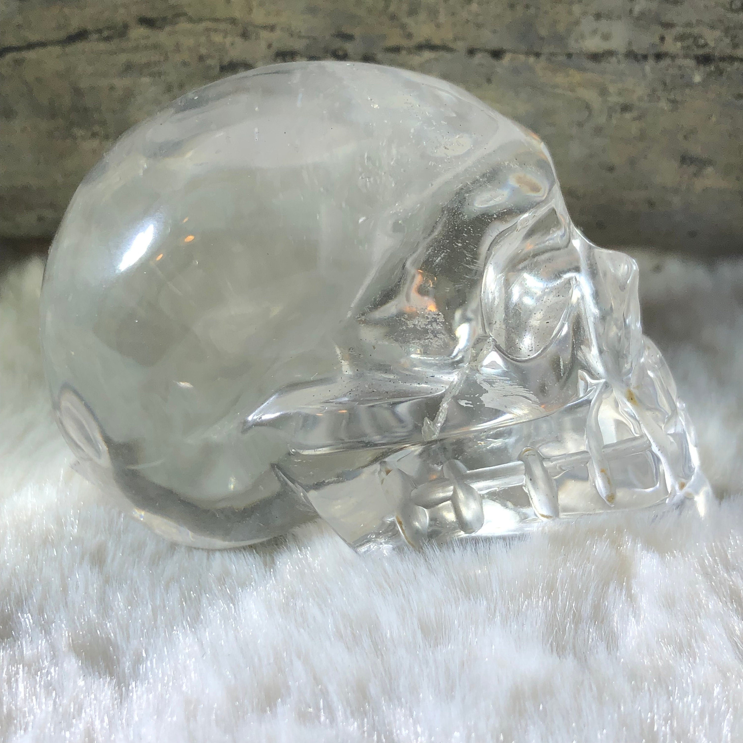 Carved Clear Quartz Skull - Brazilian Crystal Figurine