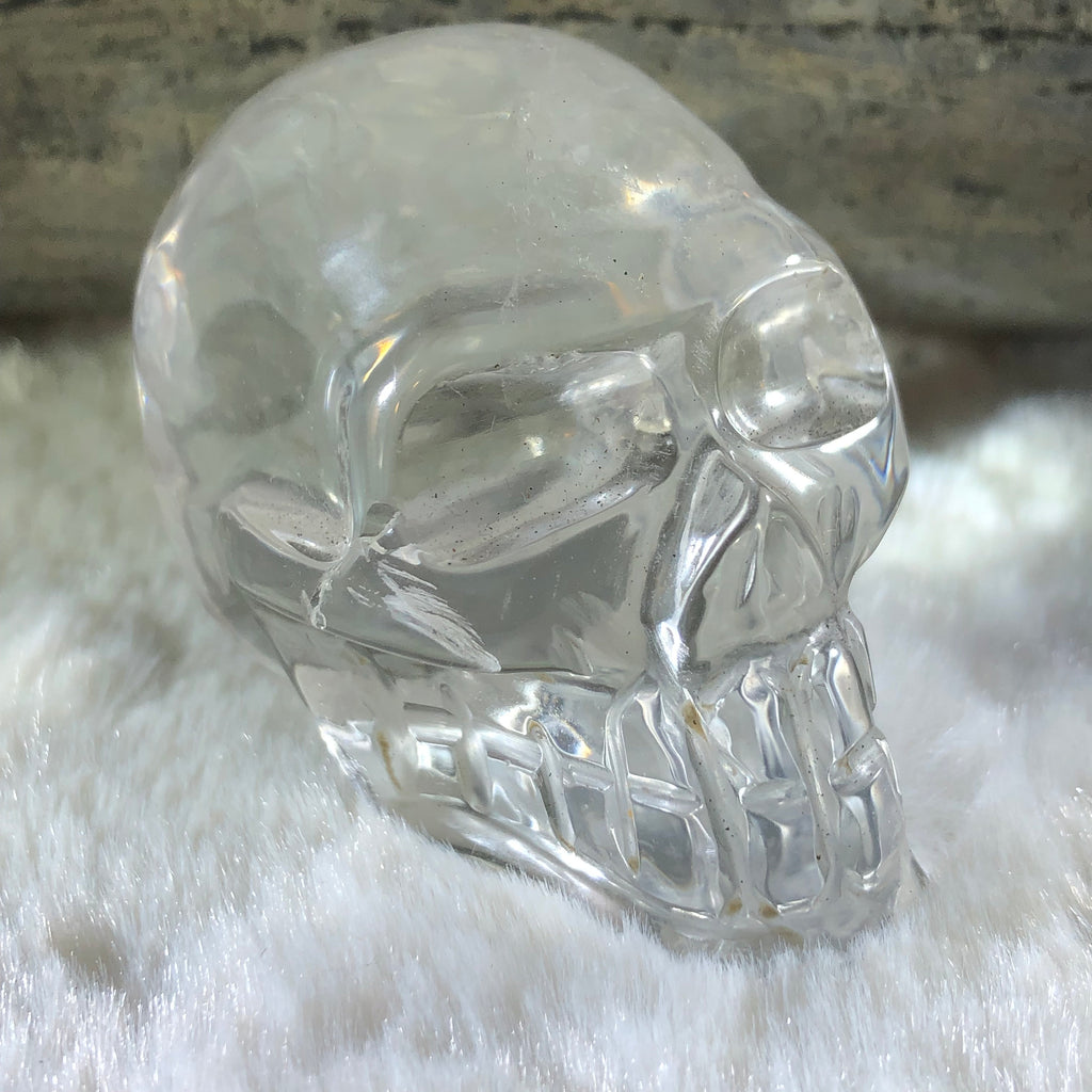 Carved Clear Quartz Skull - Brazilian Crystal Figurine