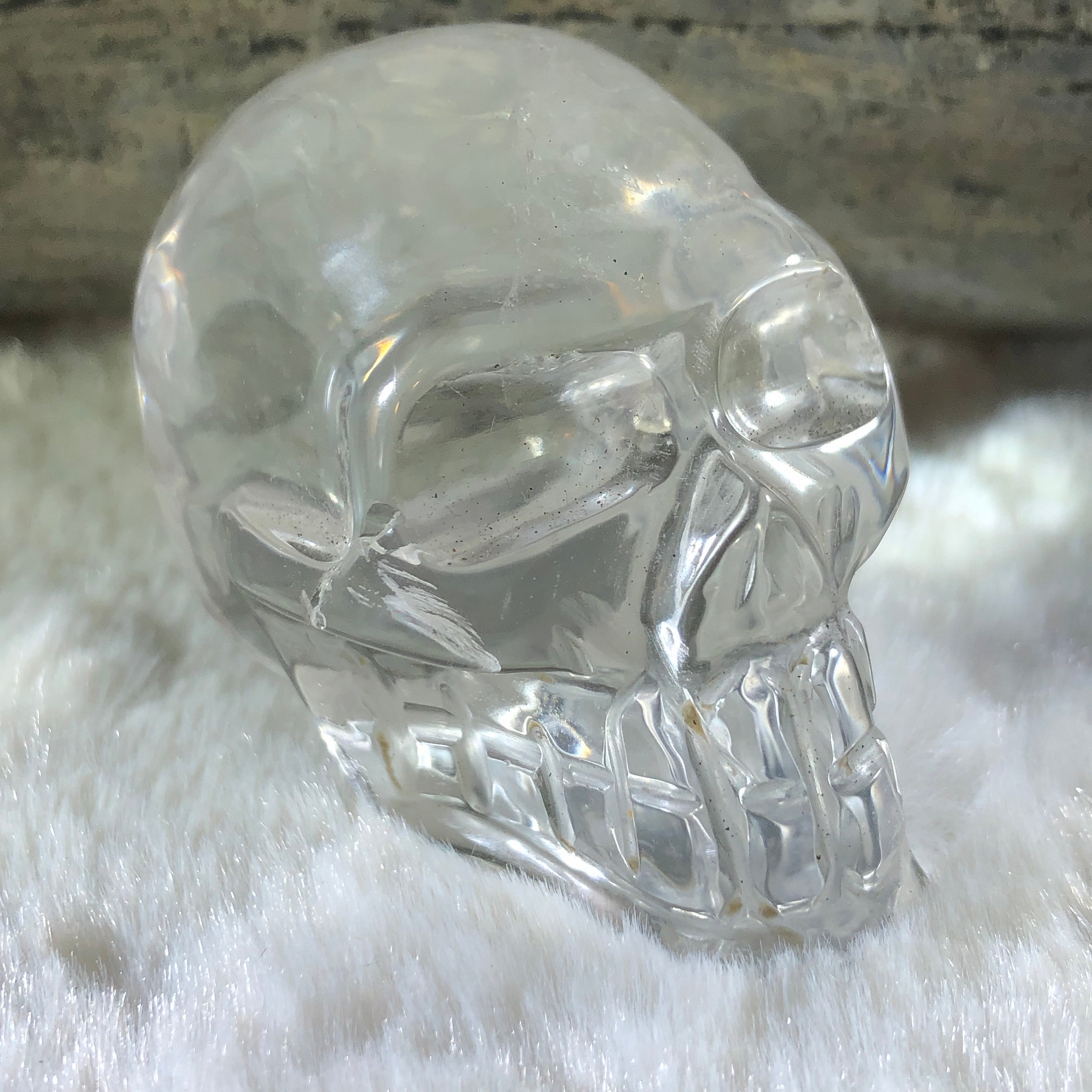 Carved Clear Quartz Skull - Brazilian Crystal Figurine