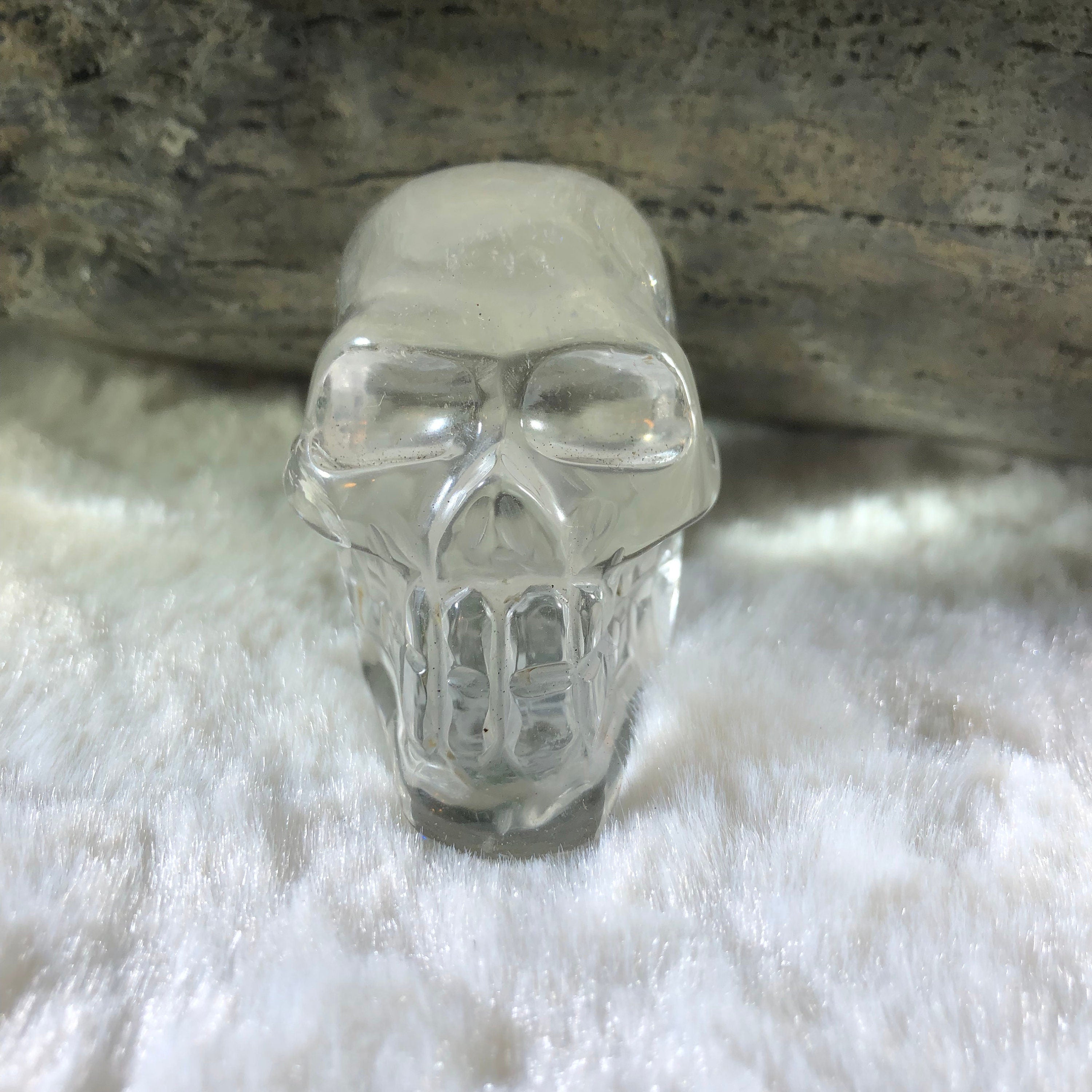 Carved Clear Quartz Skull - Brazilian Crystal Figurine