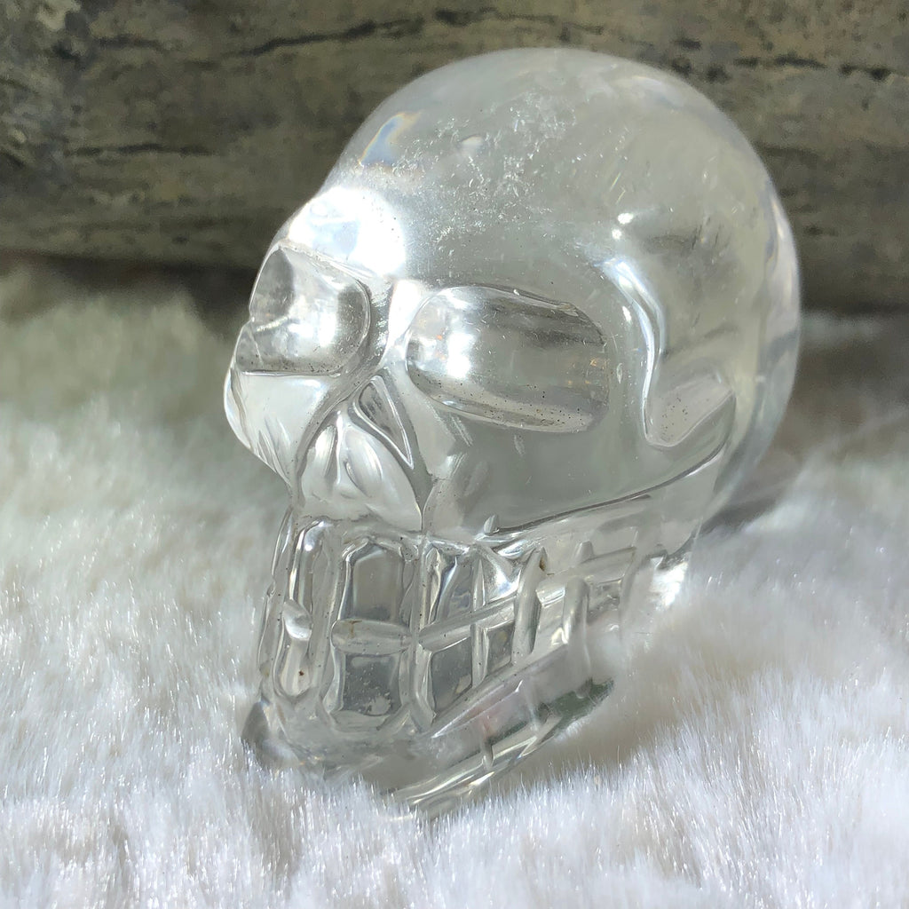Carved Clear Quartz Skull - Brazilian Crystal Figurine