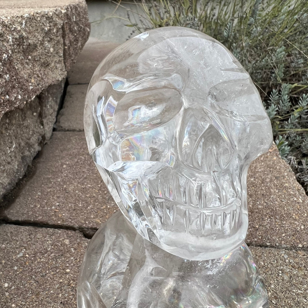 Quartz Double Skull Carving with Rainbows - Venturini Family